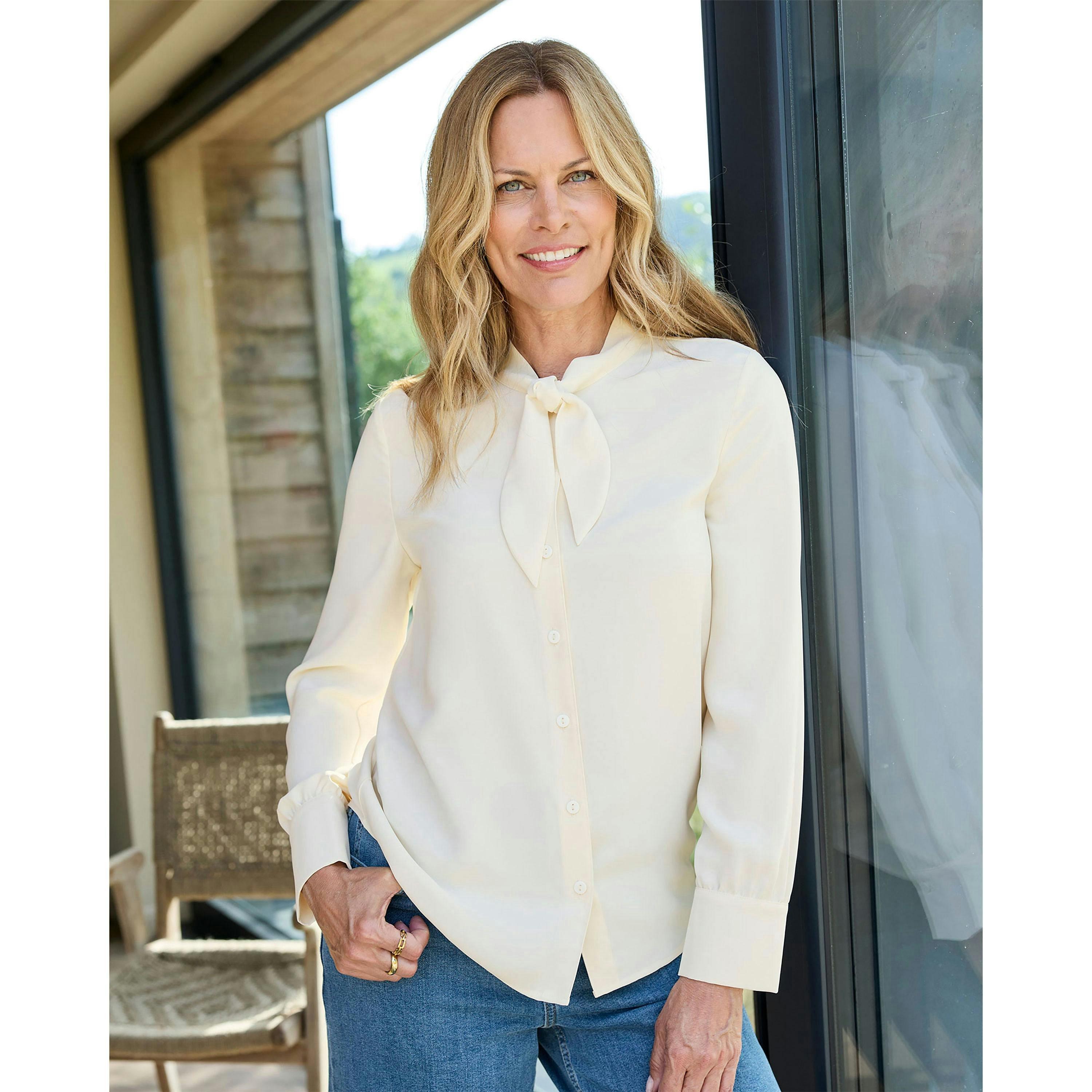 Cotton Traders Tie Neck Blouse , view 3 of 4