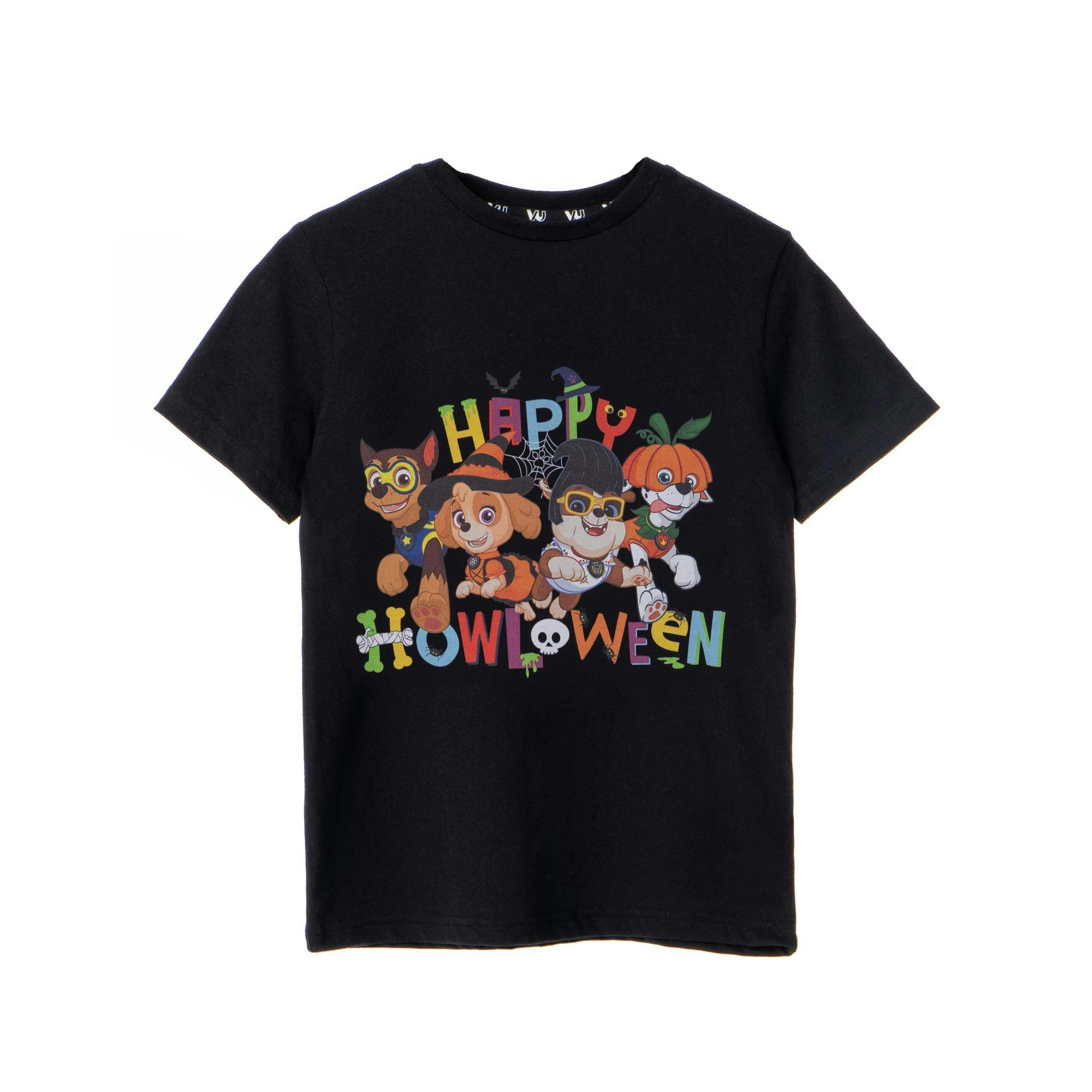 Paw Patrol Unisex Kids Black Happy Howloween Short Sleeved T-Shirt by Vanilla Underground , view 1 of 1