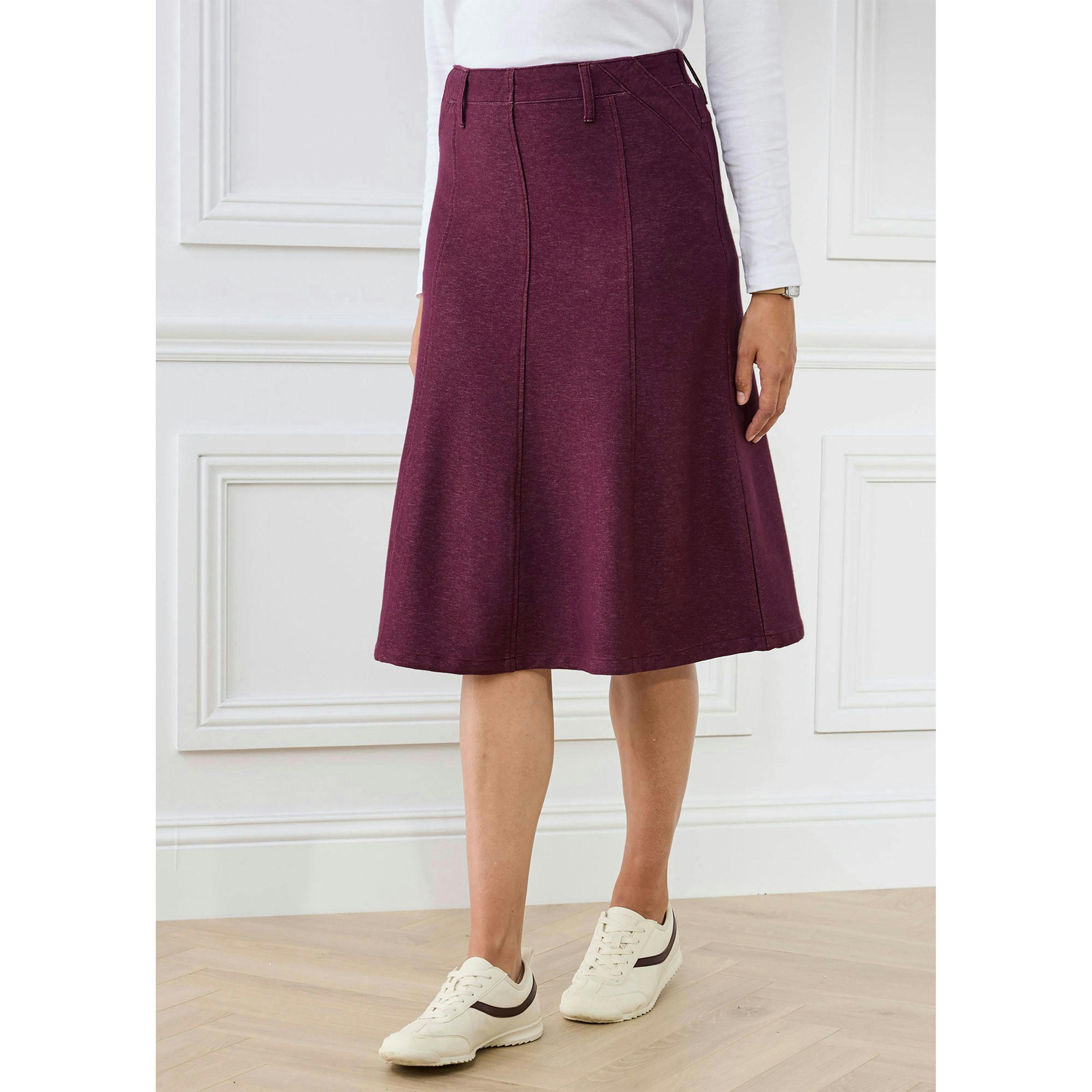 Cotton Traders Jersey Denim Pull-On Midi Skirt , view 2 of 4