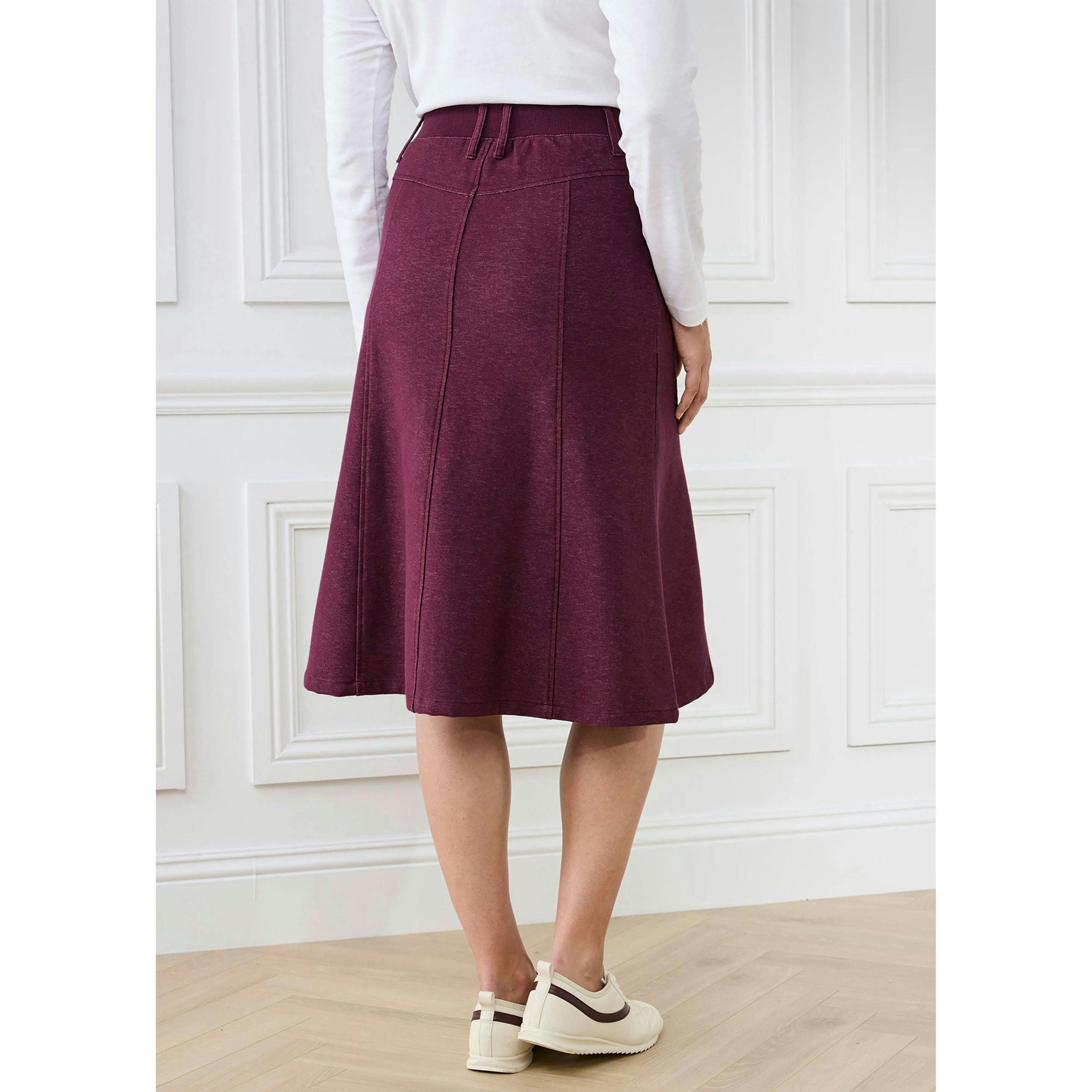 Cotton Traders Jersey Denim Pull-On Midi Skirt , view 3 of 4