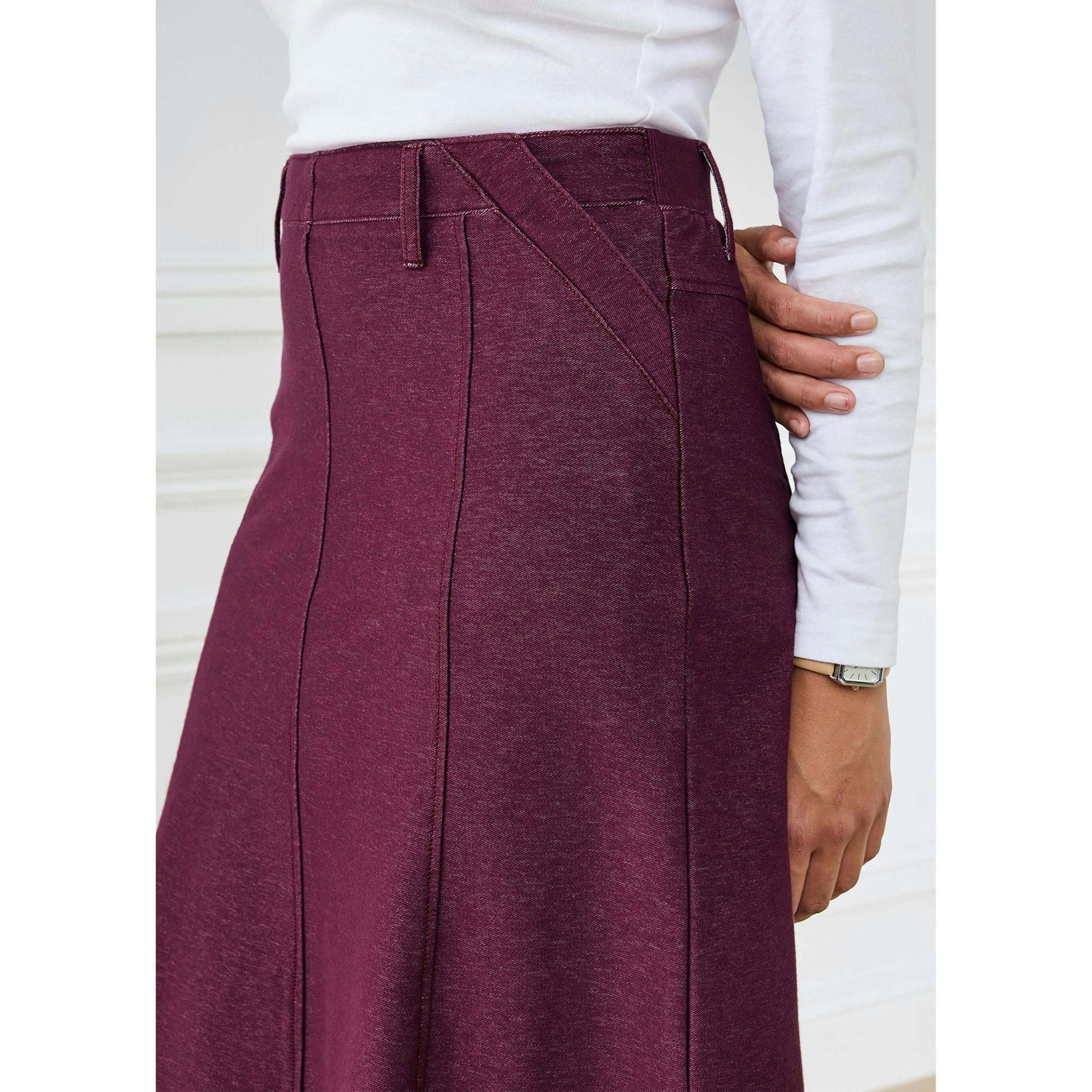 Cotton Traders Jersey Denim Pull-On Midi Skirt , view 4 of 4