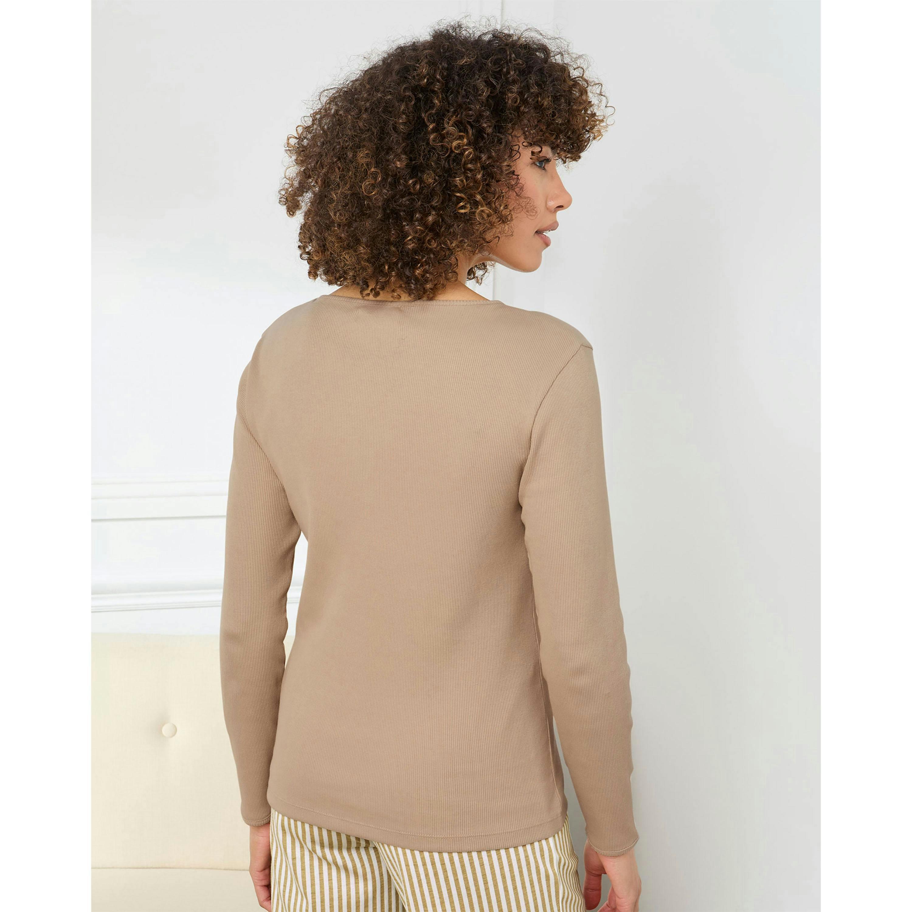 Cotton Traders 2 Pack Cotton Ribbed Grandad Tops , view 3 of 4