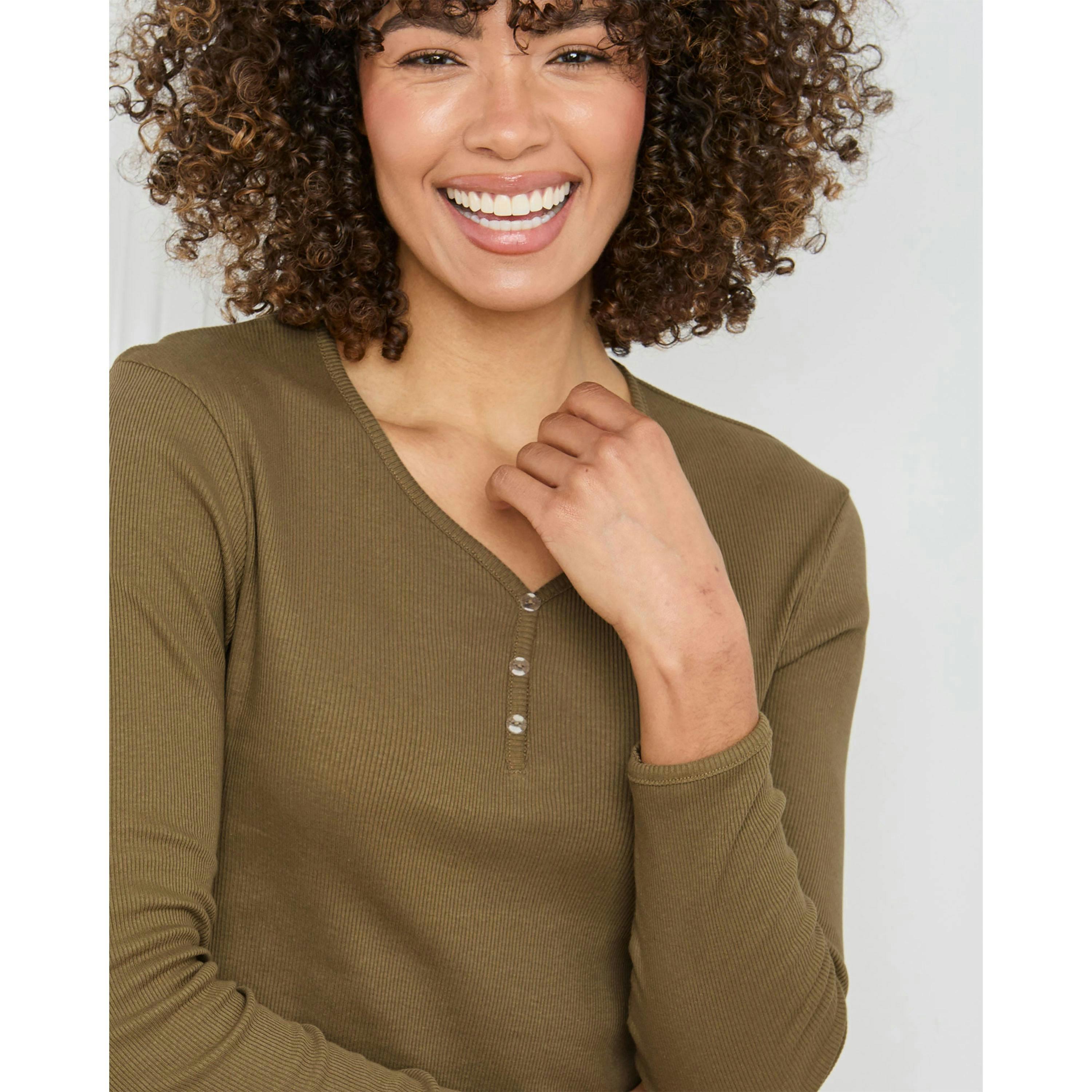 Cotton Traders 2 Pack Cotton Ribbed Grandad Tops , view 4 of 4