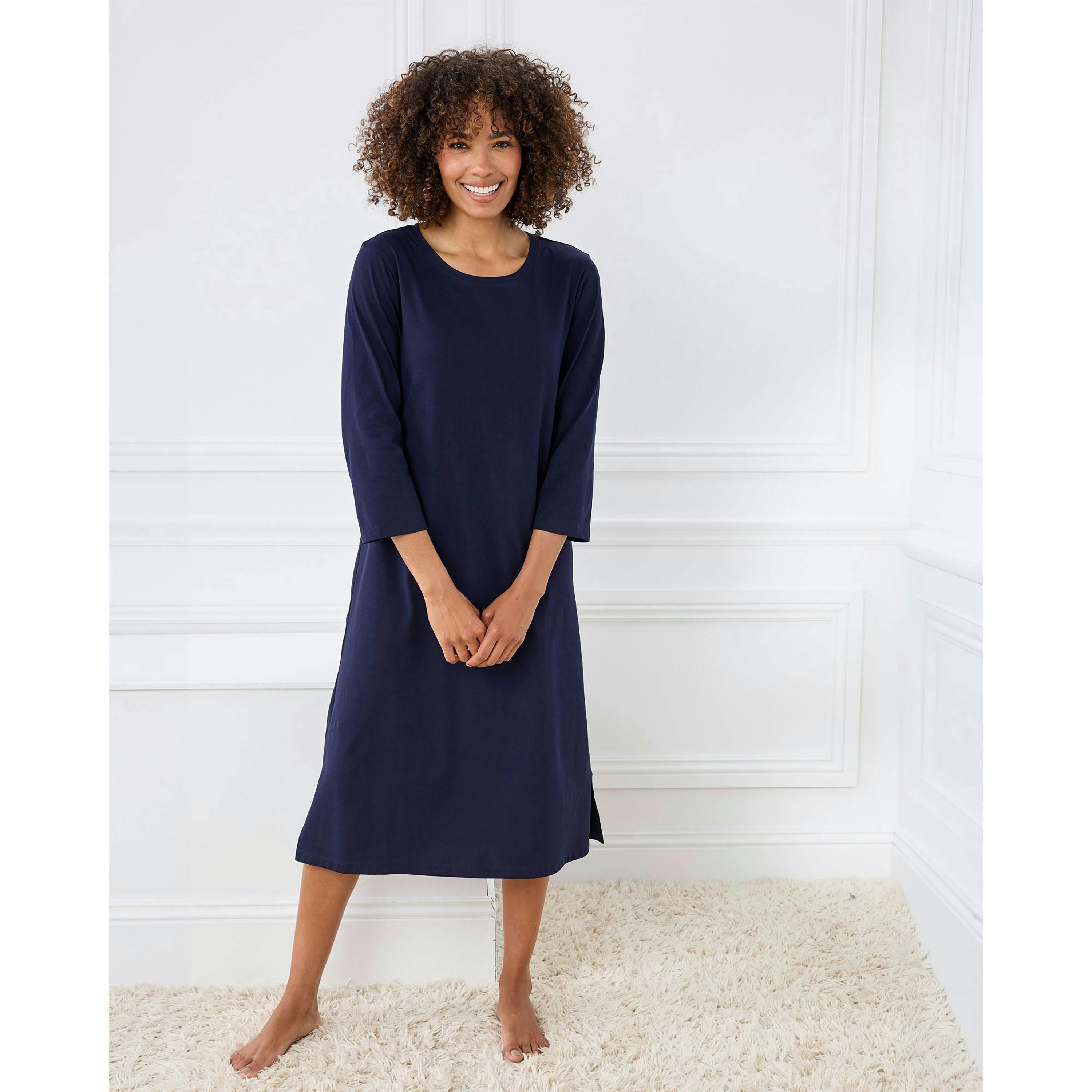 Cotton Traders 2 Pack Cotton 1/2 Sleeve Nightdresses , view 3 of 4