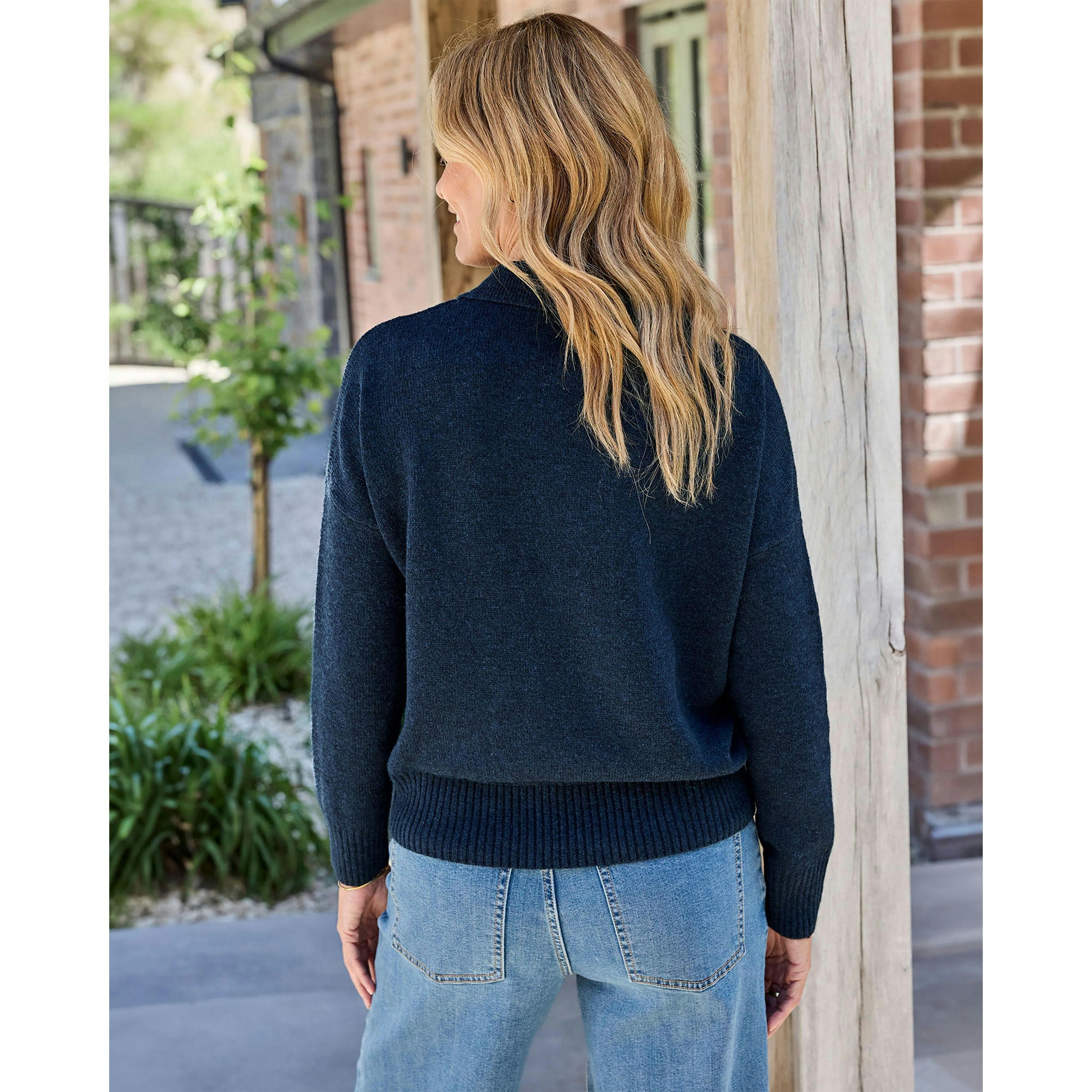 Cotton Traders Lambswool Rich Collared Jumper , view 2 of 3