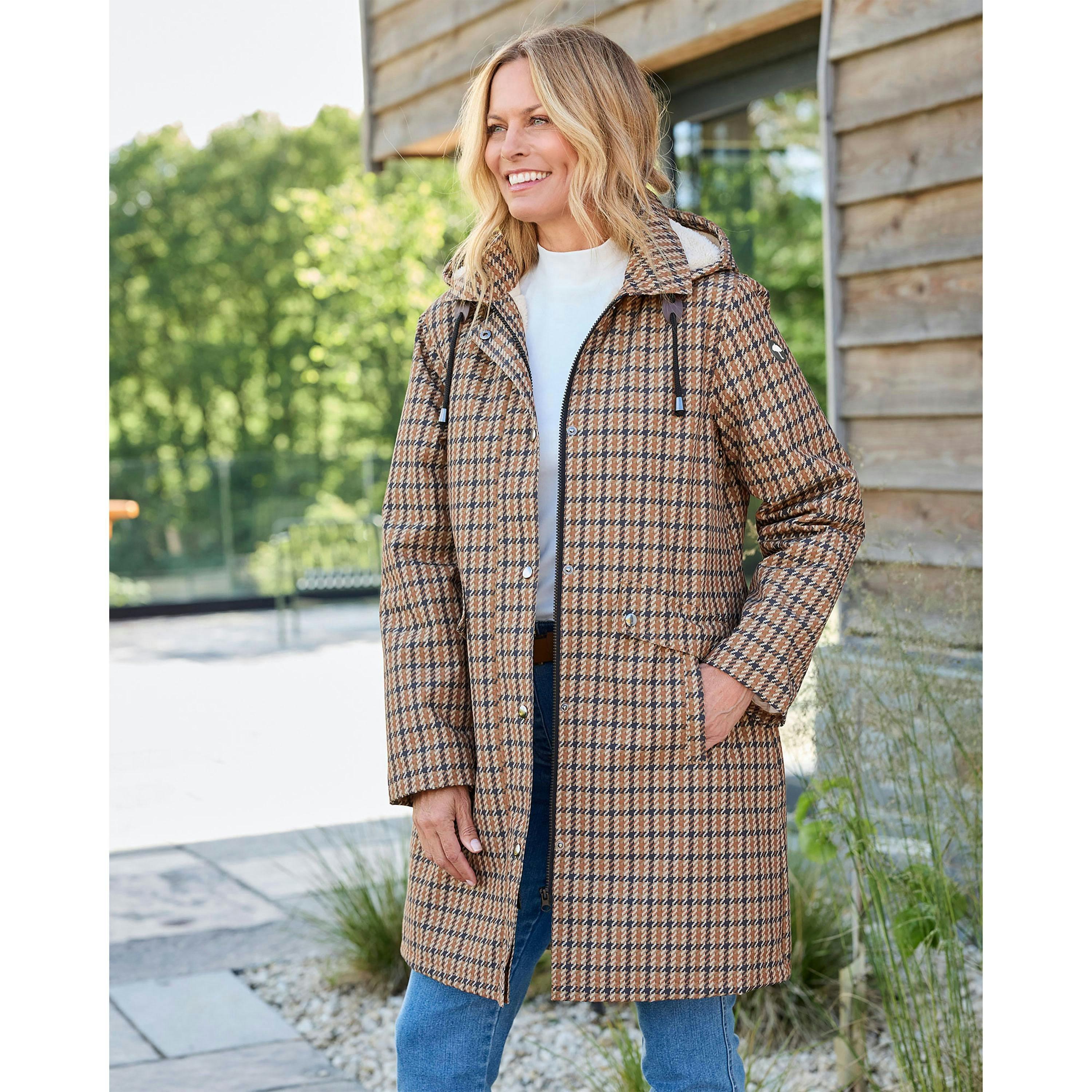 Cotton Traders All Weather Fleece Lined Check Waterproof Coat , view 2 of 4