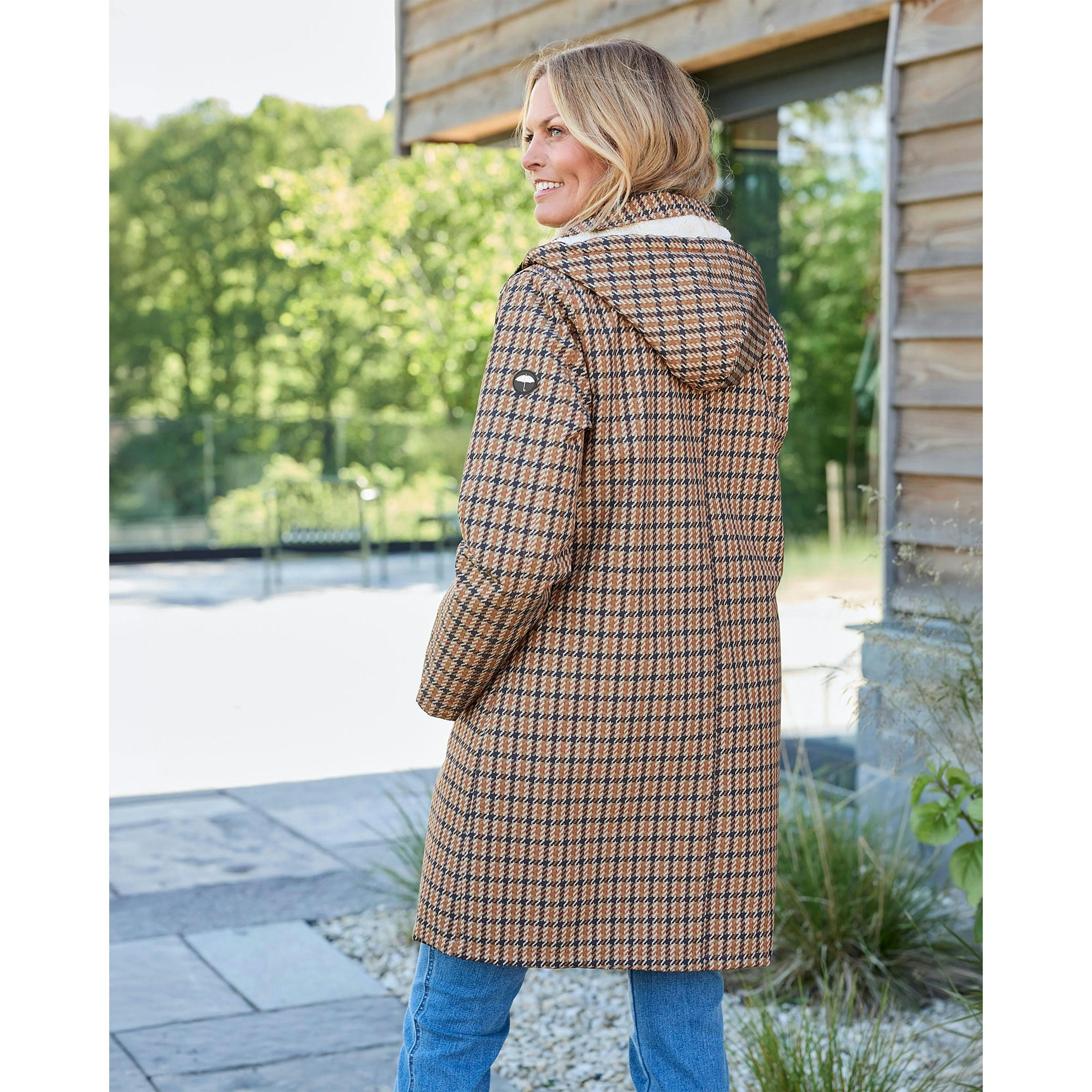 Cotton Traders All Weather Fleece Lined Check Waterproof Coat , view 3 of 4