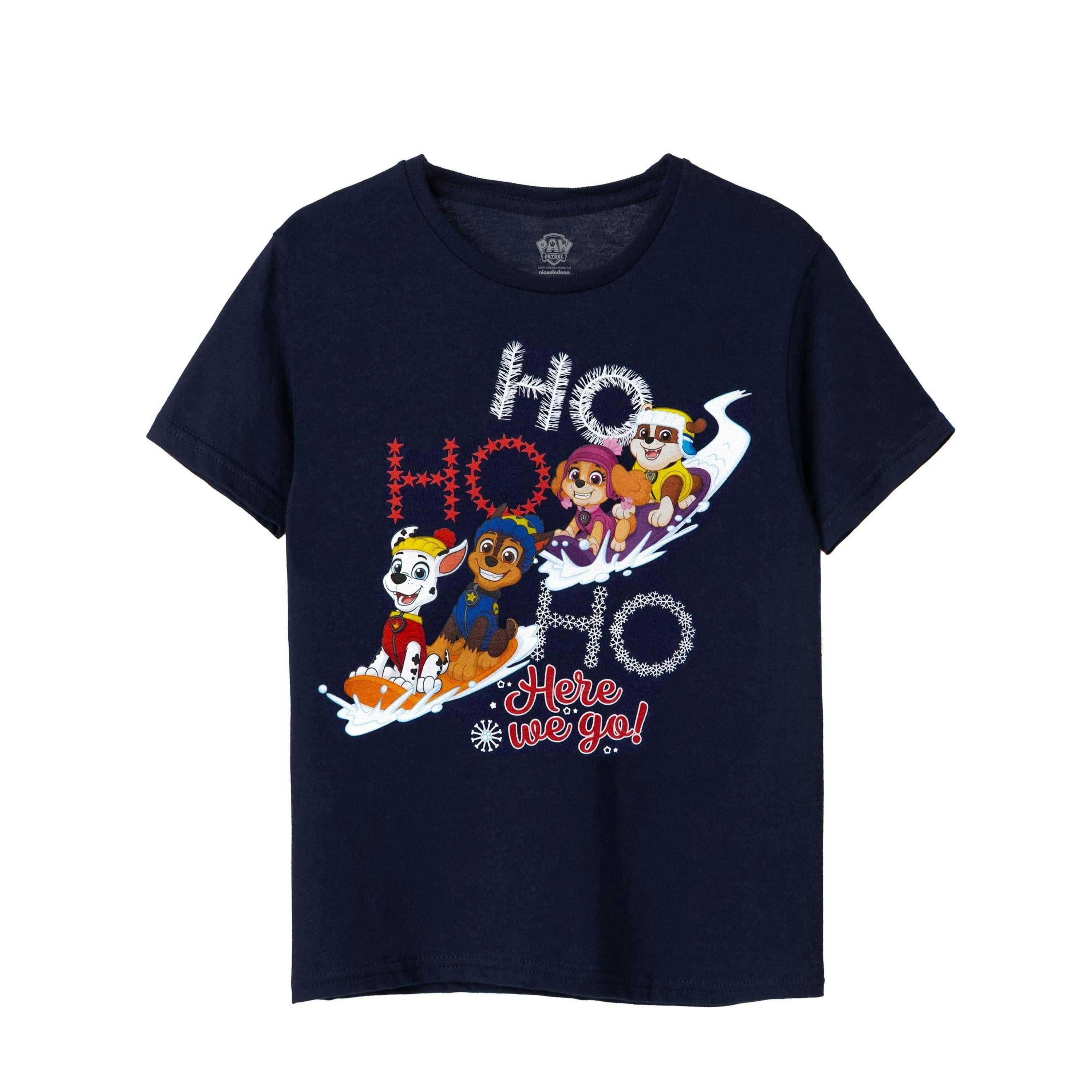 Paw Patrol Unisex Kids Blue Ho Ho Ho Short Sleeved T-Shirt by Vanilla Underground , view 1 of 1