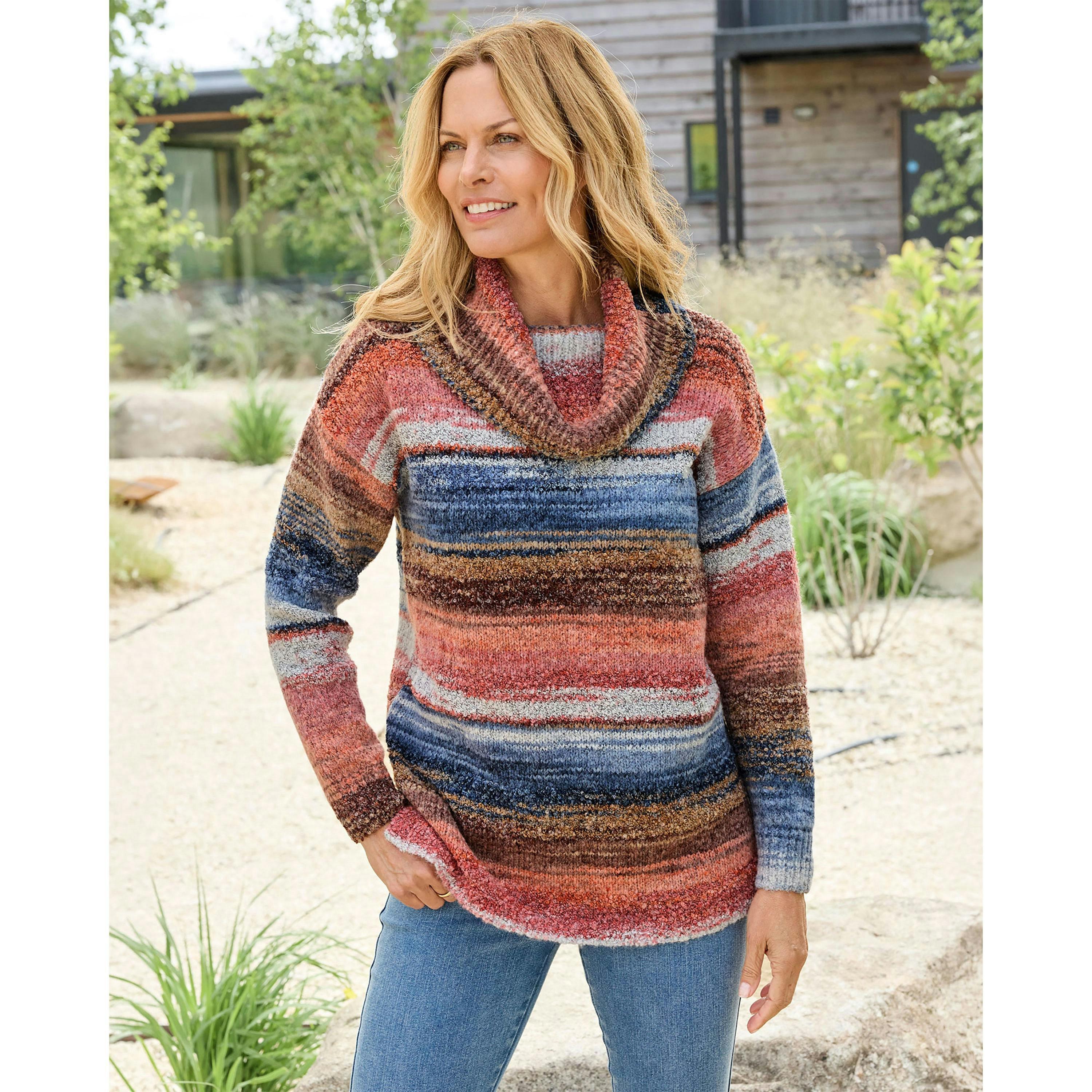 Cotton Traders Stripe Cowl Neck Jumper , view 2 of 4