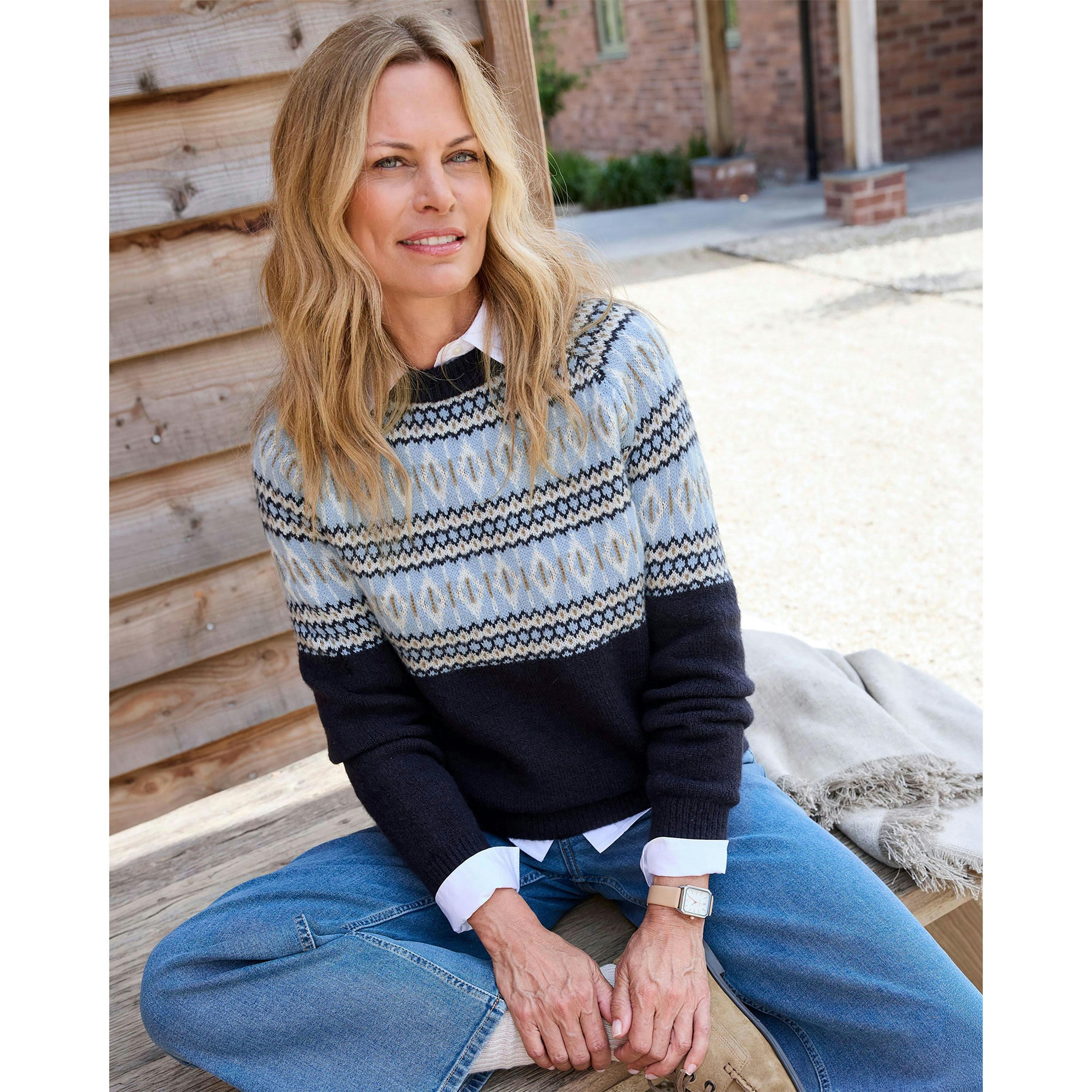Cotton Traders Fair Isle Crew Neck Jumper , view 2 of 4