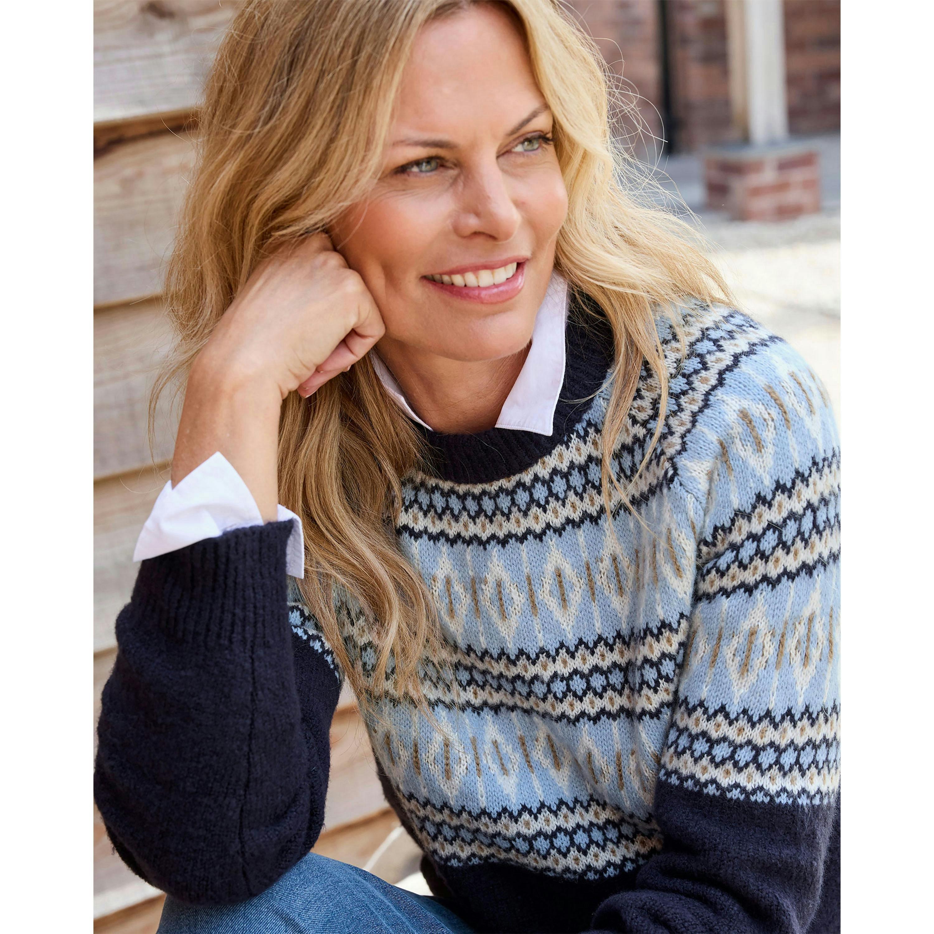 Cotton Traders Fair Isle Crew Neck Jumper , view 4 of 4