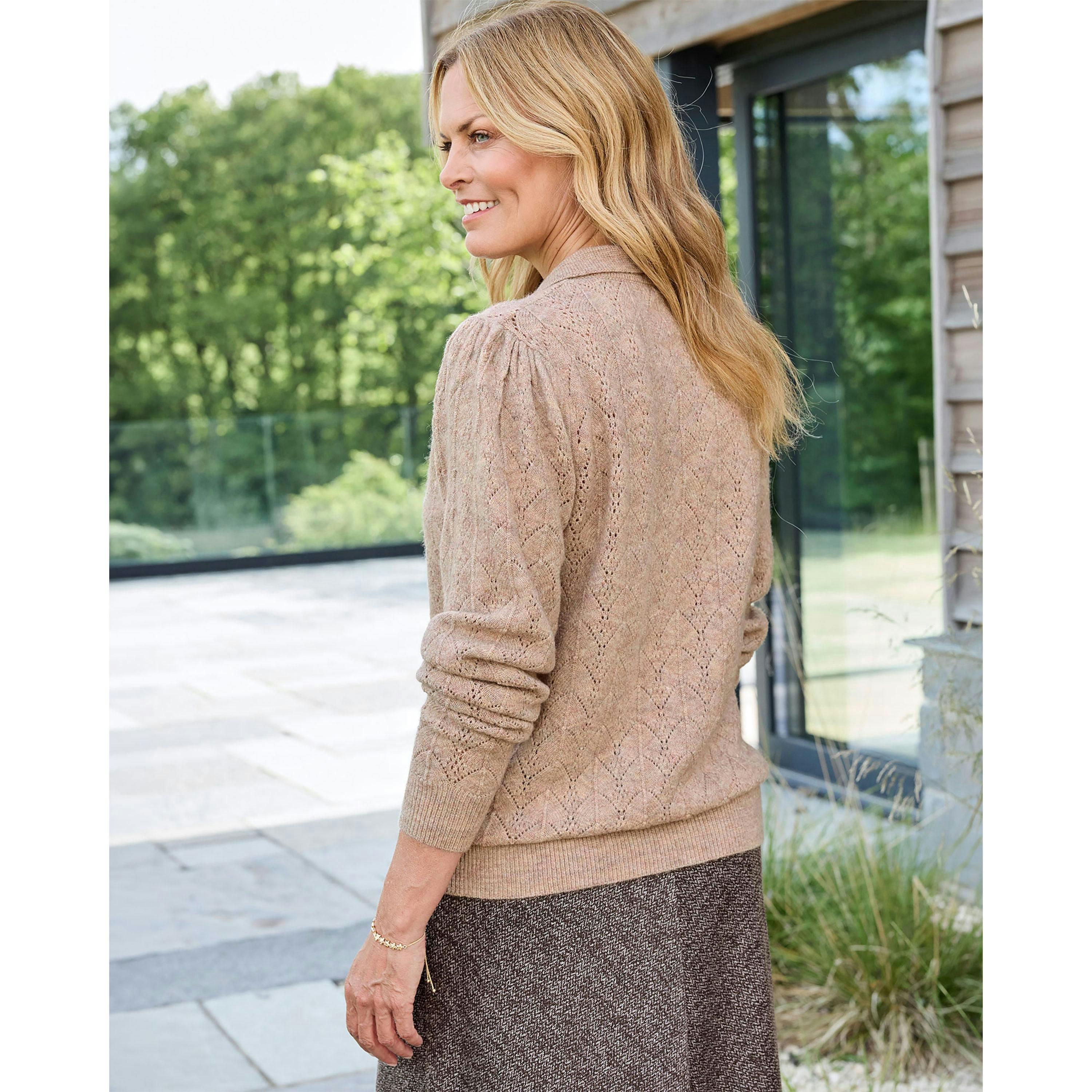Cotton Traders Collared Pointelle Jumper , view 3 of 4
