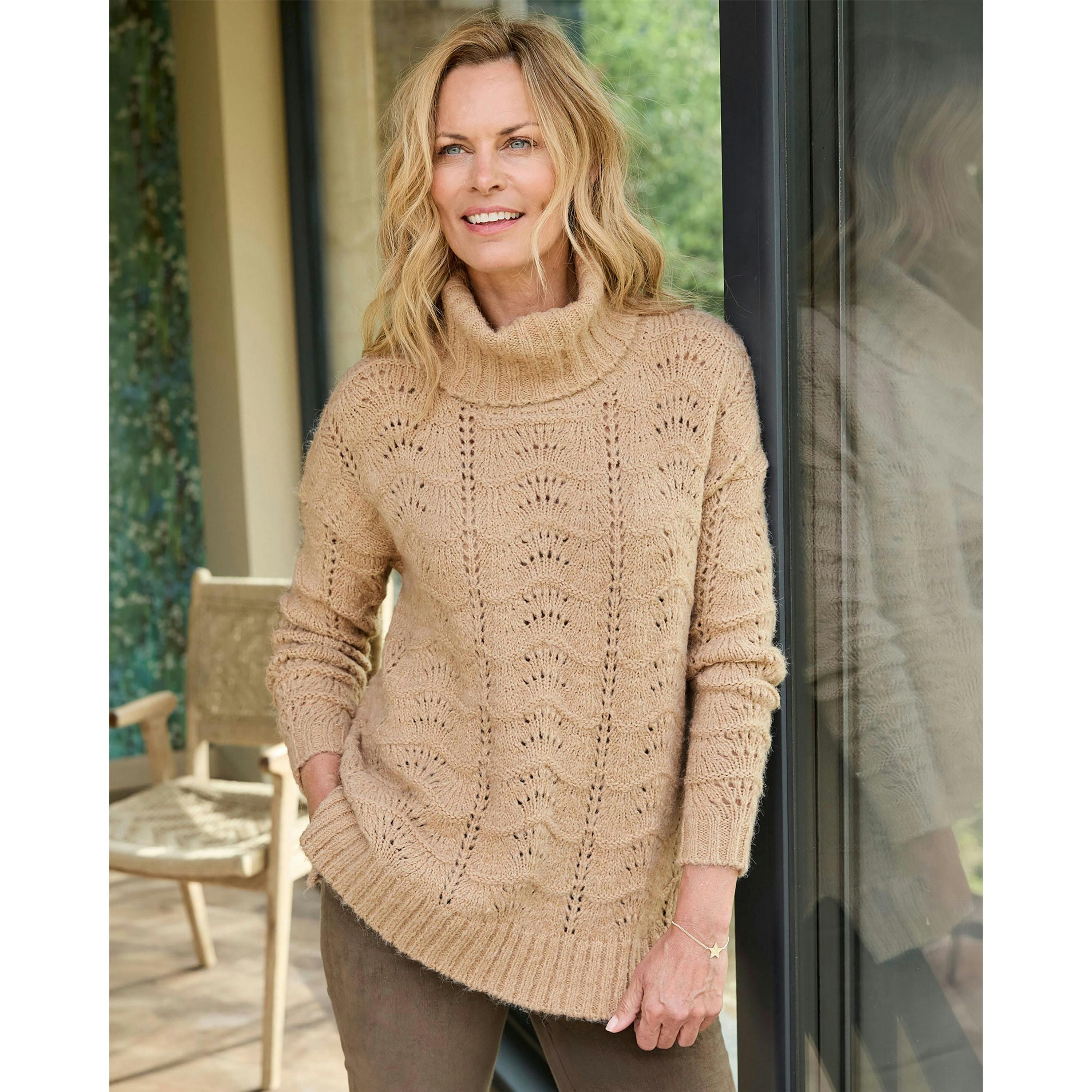 Cotton Traders Pointelle Roll Neck Jumper , view 2 of 4