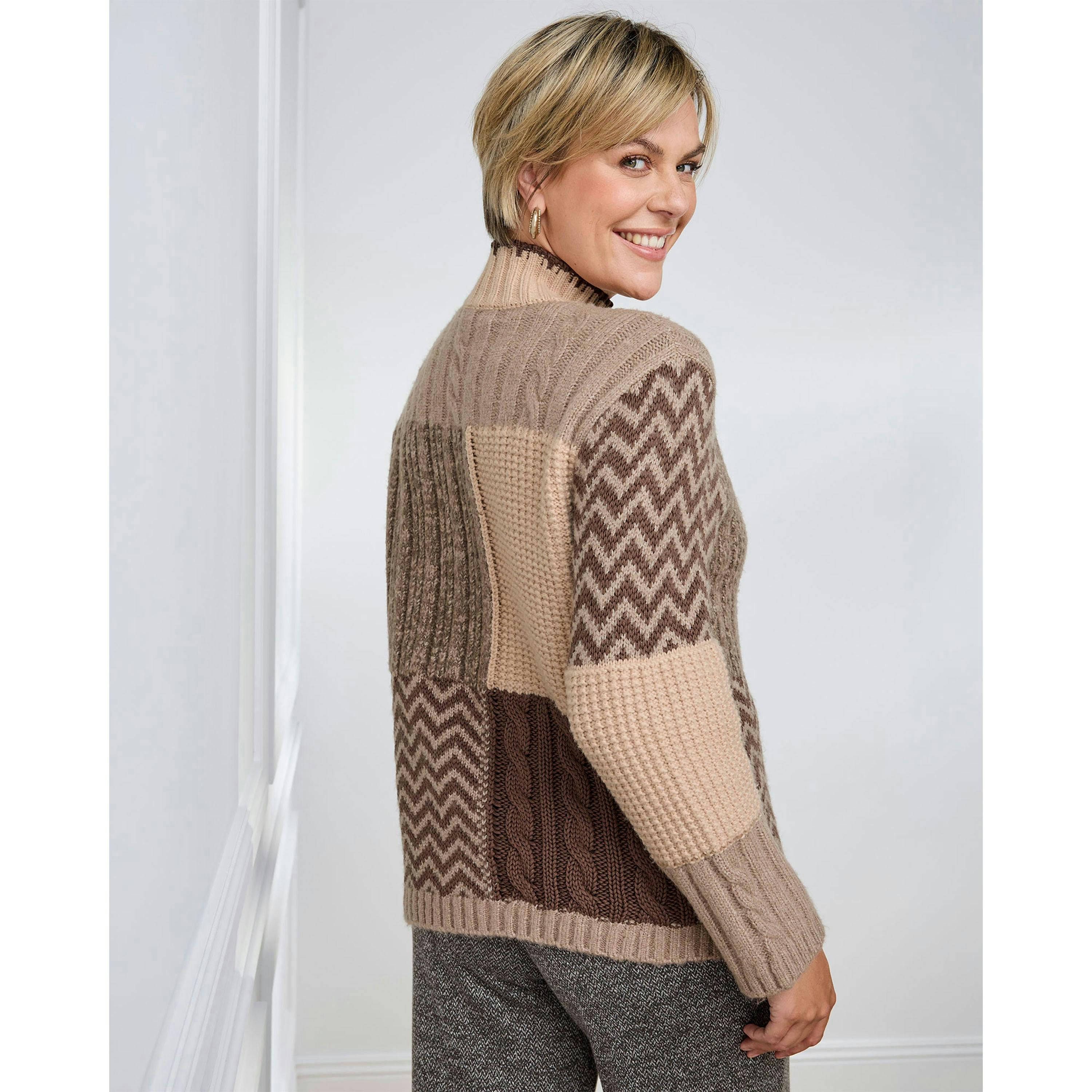 Cotton Traders Turtleneck Patchwork Jumper , view 3 of 4