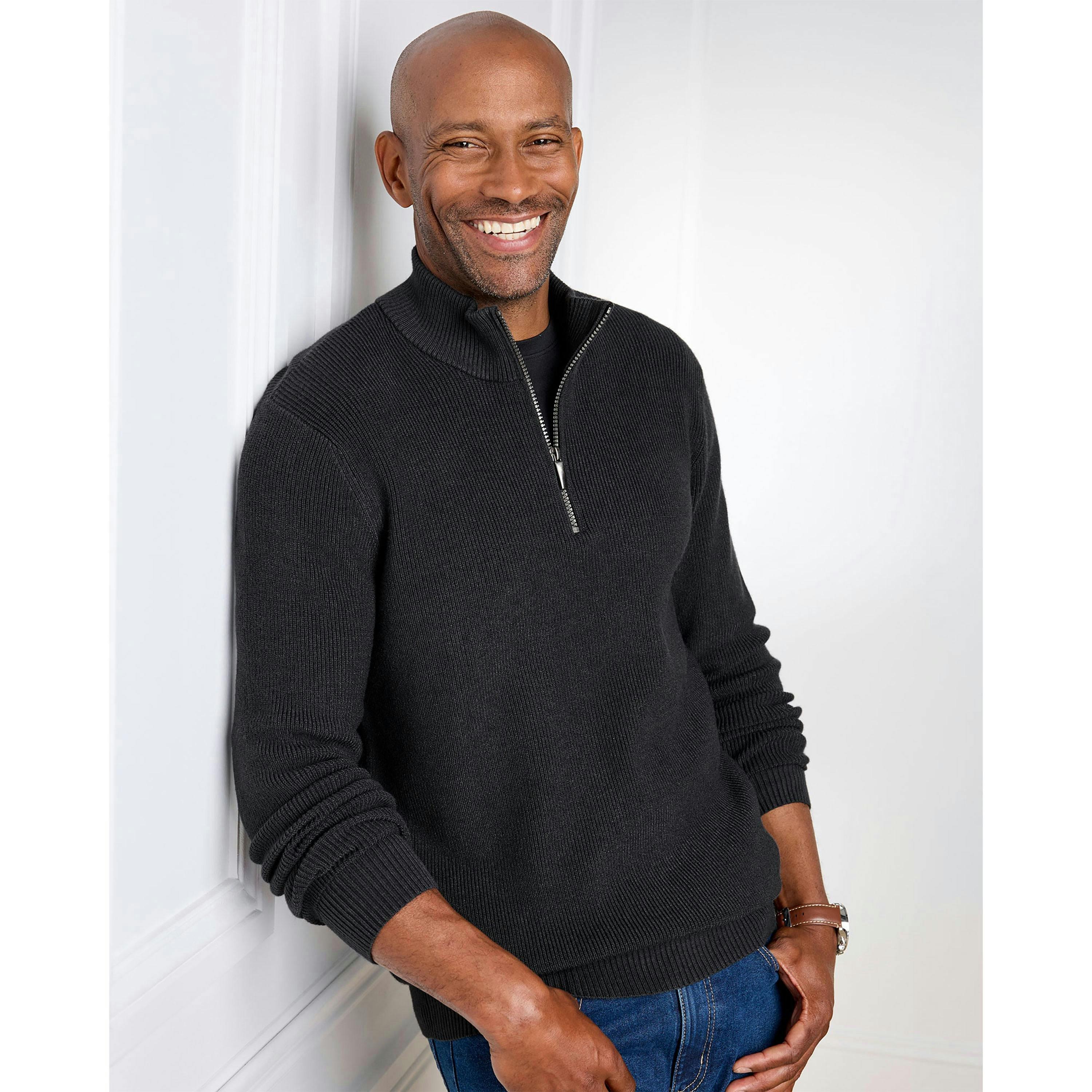 Cotton Traders Rib Knit Zip Neck Jumper , view 2 of 4