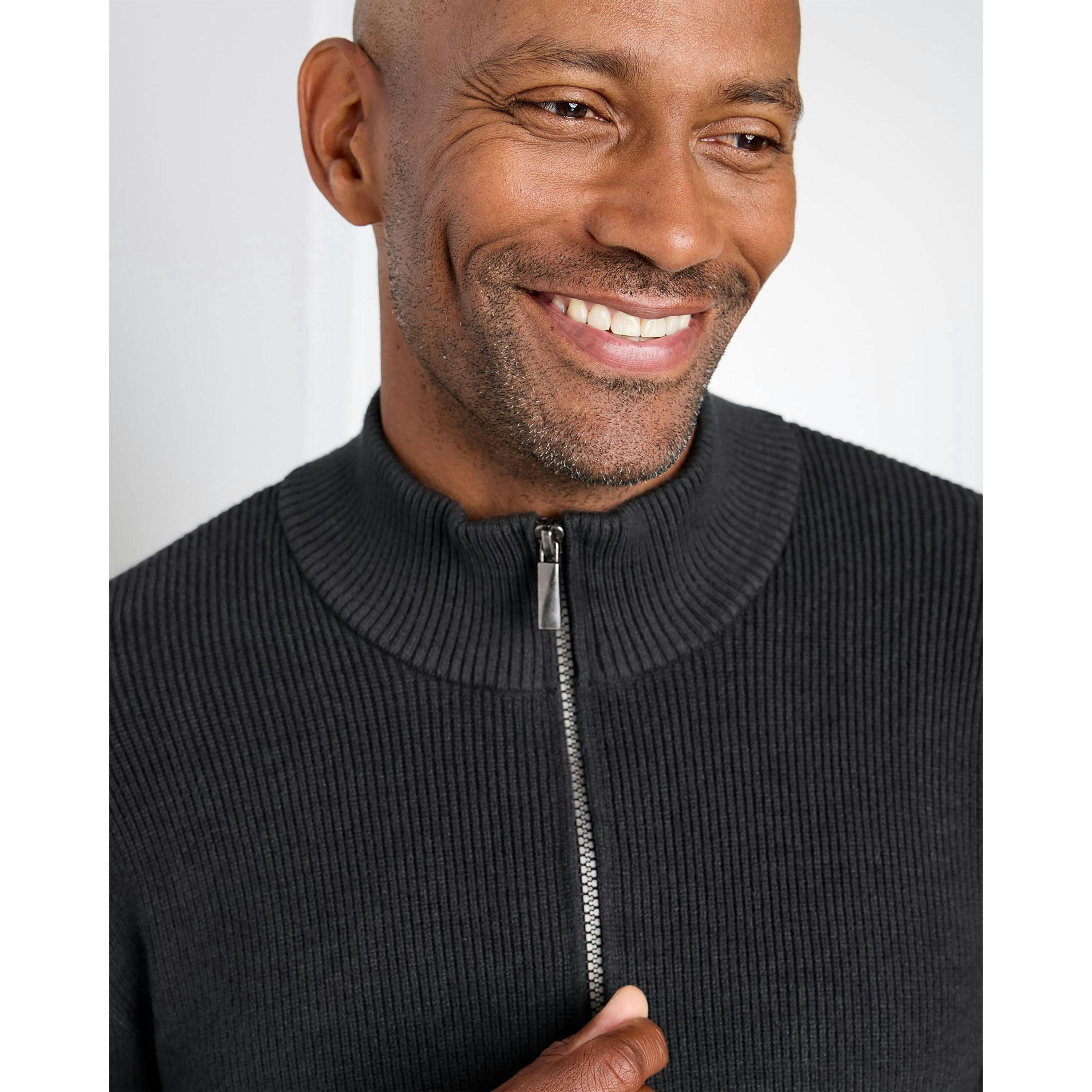 Cotton Traders Rib Knit Zip Neck Jumper , view 4 of 4
