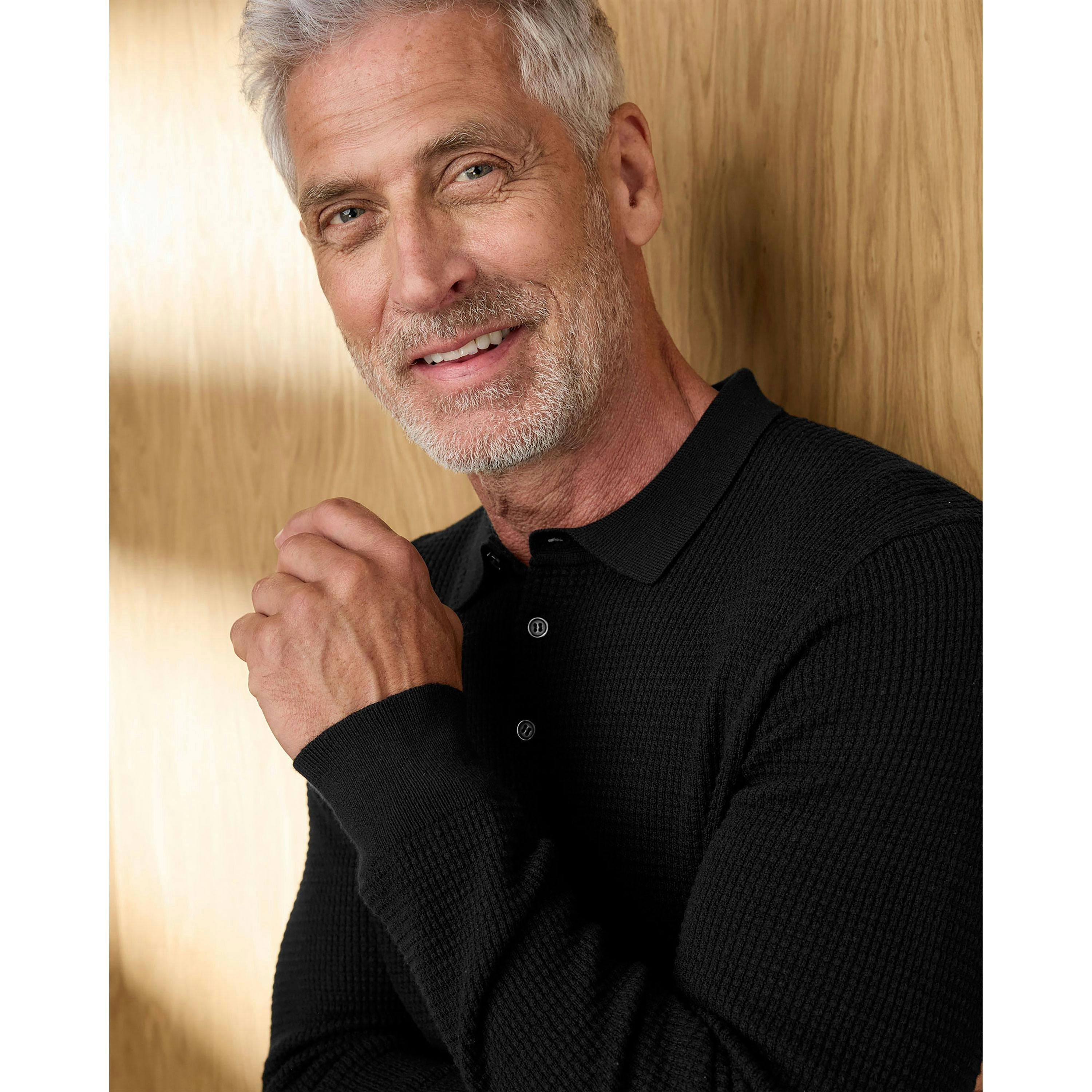 Cotton Traders Signature Long Sleee Knitted Polo Shirt , view 4 of 4