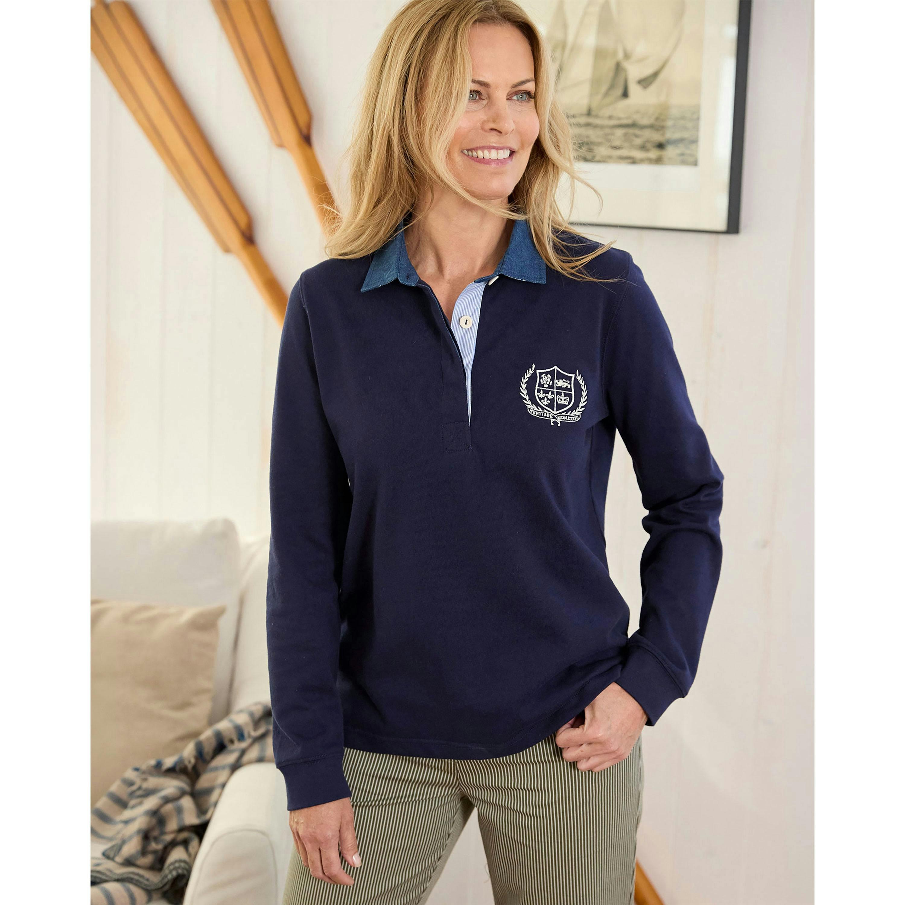 Cotton Traders Ladies Heritage Long Sleeve Rugby Shirt , view 2 of 4