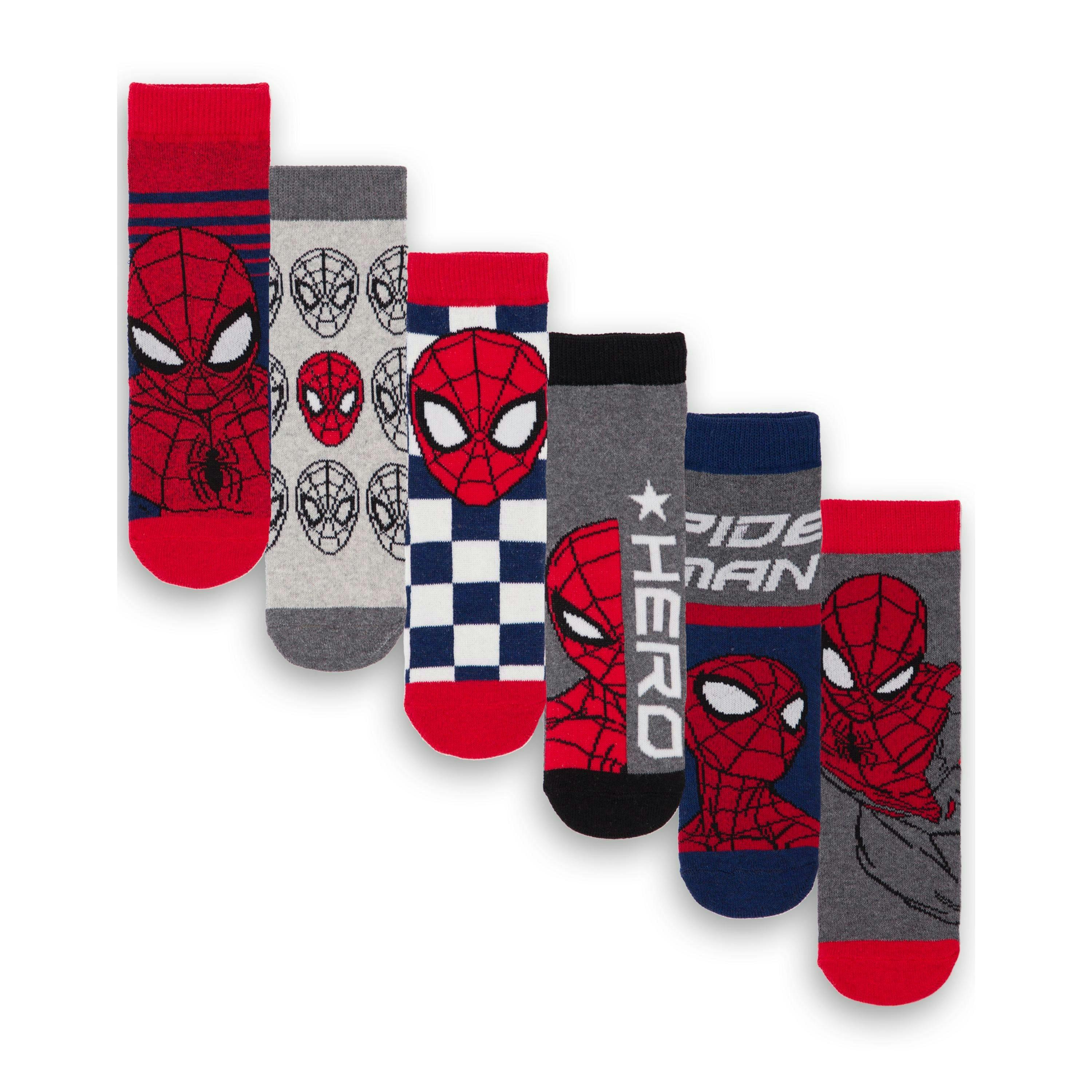 Marvel Spiderman Boys Multicoloured 6 Pack Calf Socks Set of 6 by Vanilla Underground , view 1 of 1