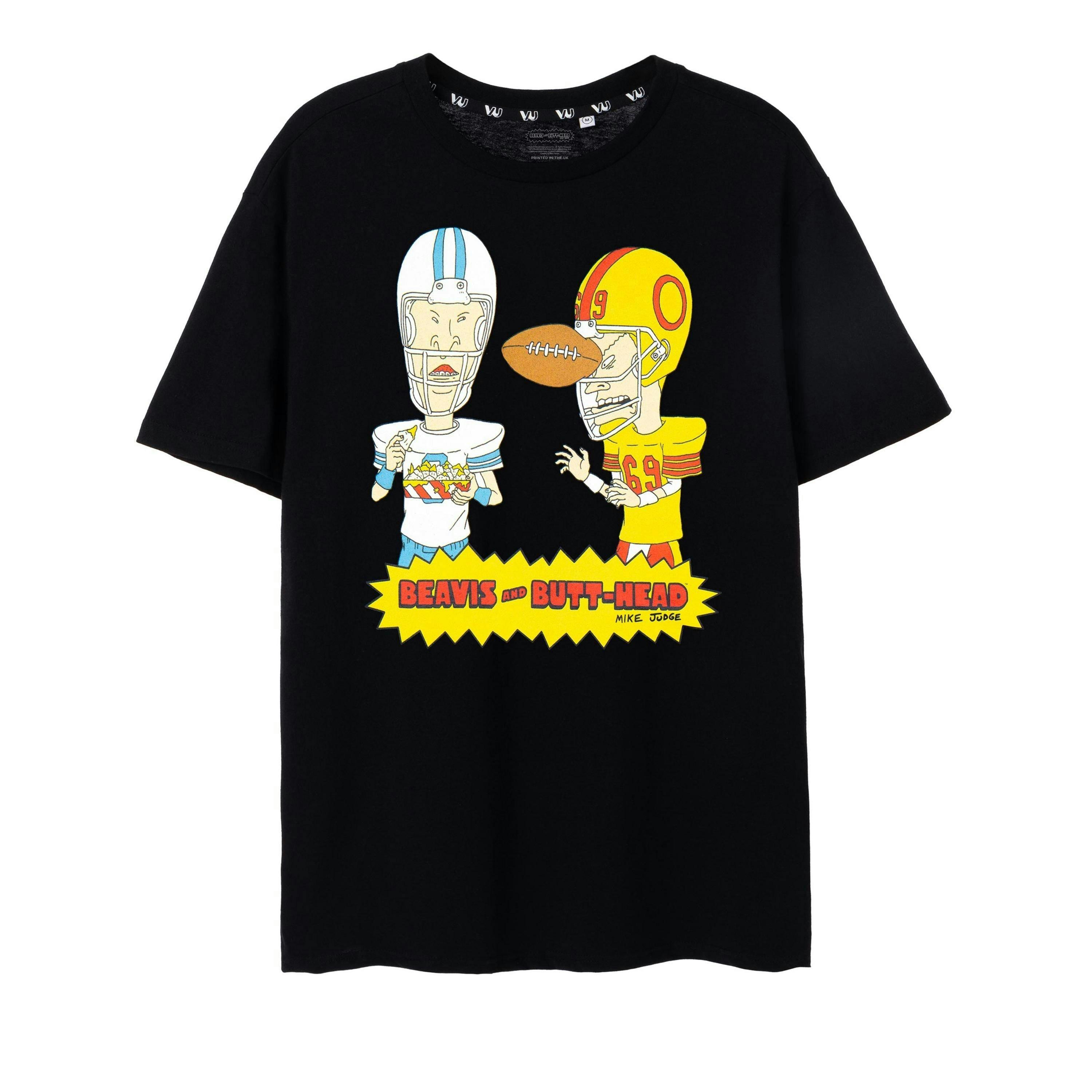 Beavis And Butthead Mens Black Football Short Sleeved T-Shirt by Vanilla Underground , view 1 of 1