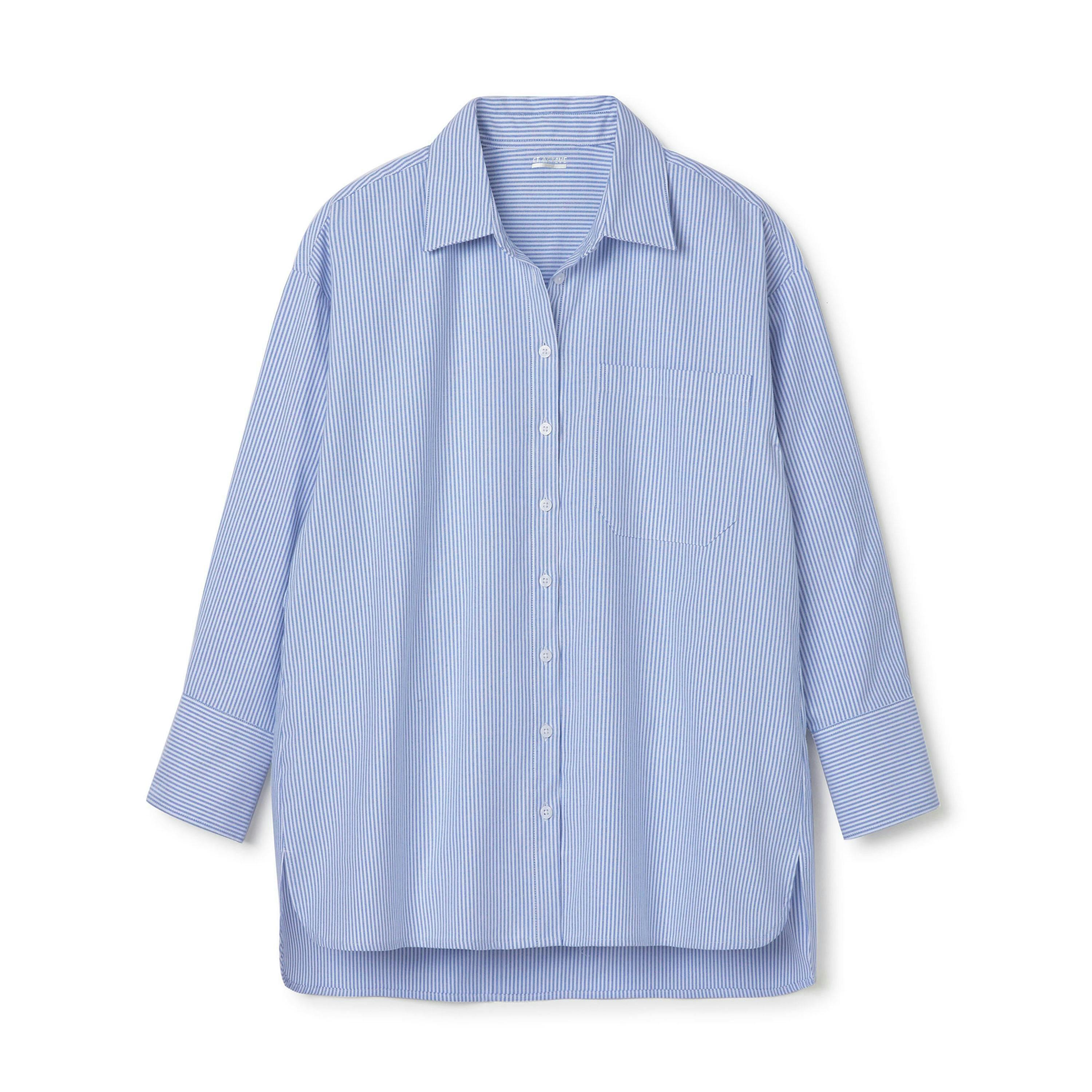 Cotton Traders Active Oversized Long Sleeve Striped Oxford Shirt , view 3 of 3