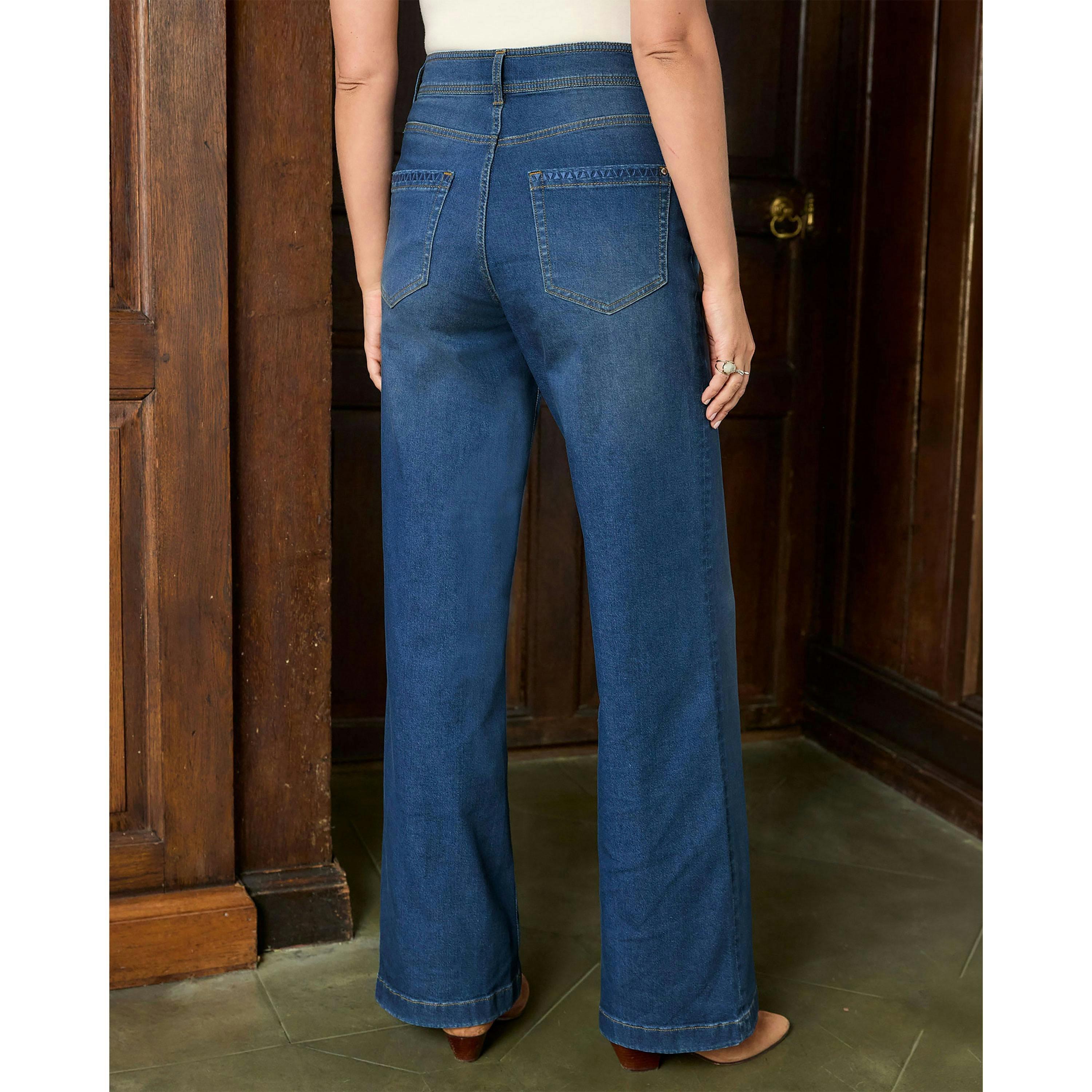 Cotton Traders Wide Leg Stretch Jeans (31" Inside Leg) , view 2 of 3