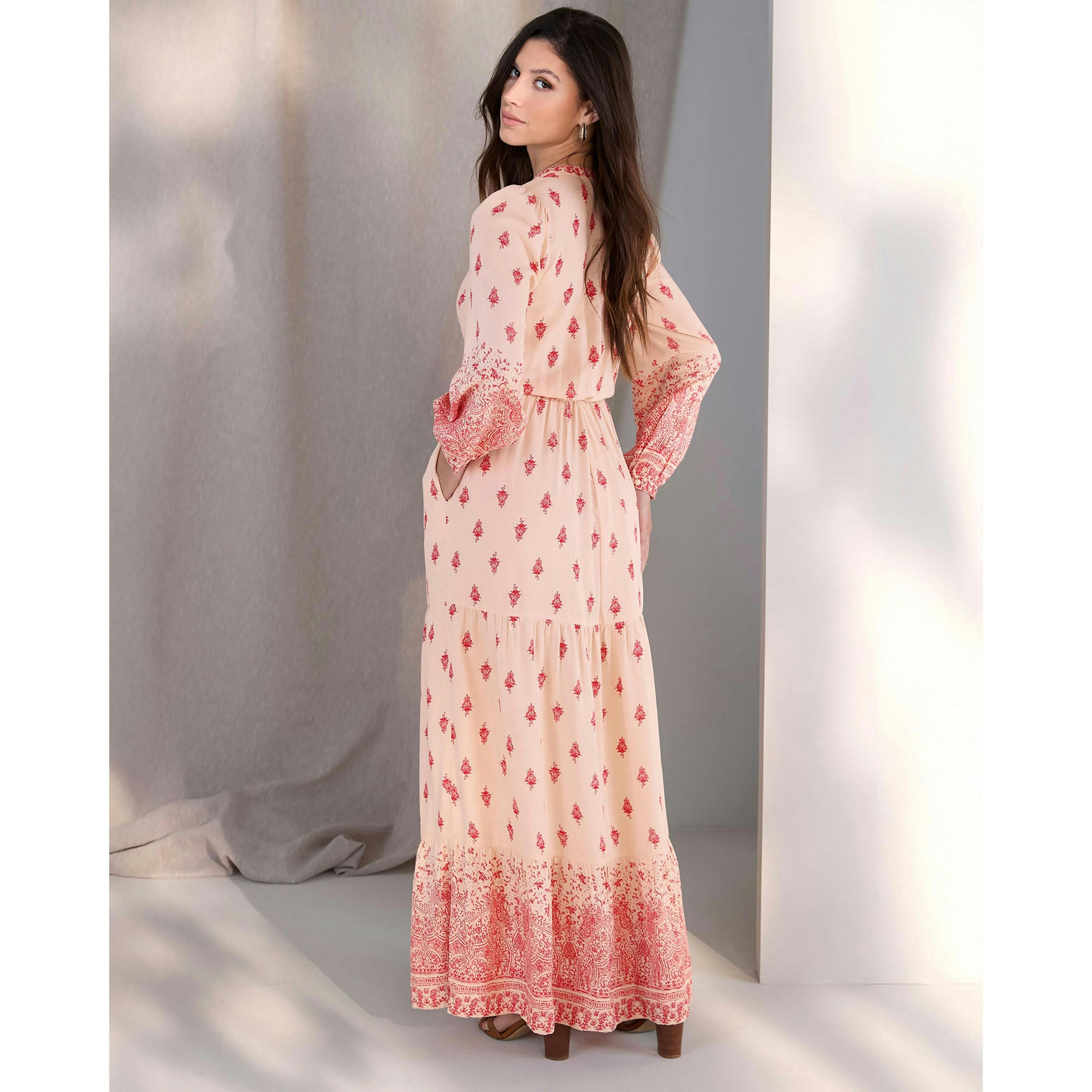 Cotton Traders Printed Long Sleeve Tiered Maxi Dress , view 2 of 4