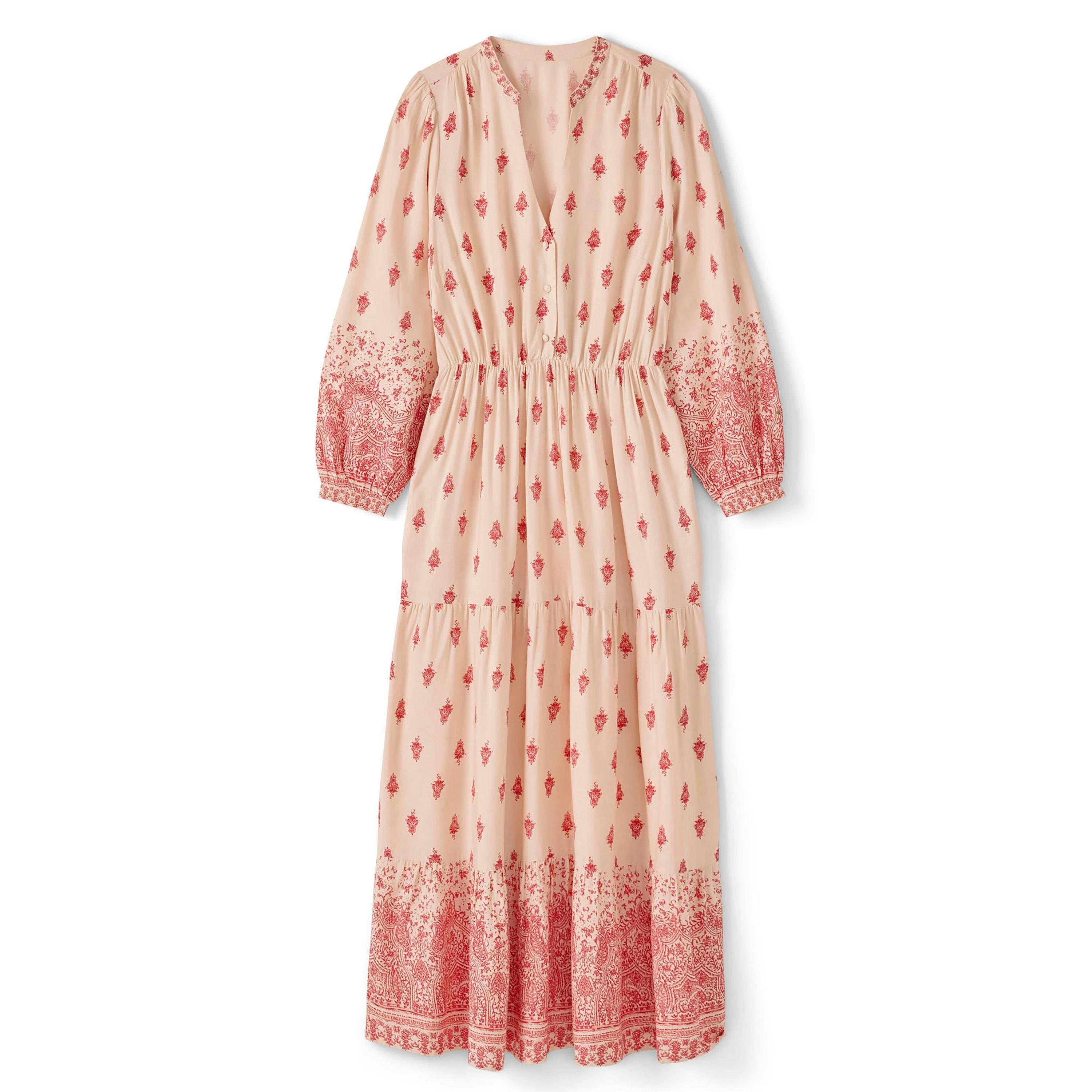 Cotton Traders Printed Long Sleeve Tiered Maxi Dress , view 4 of 4