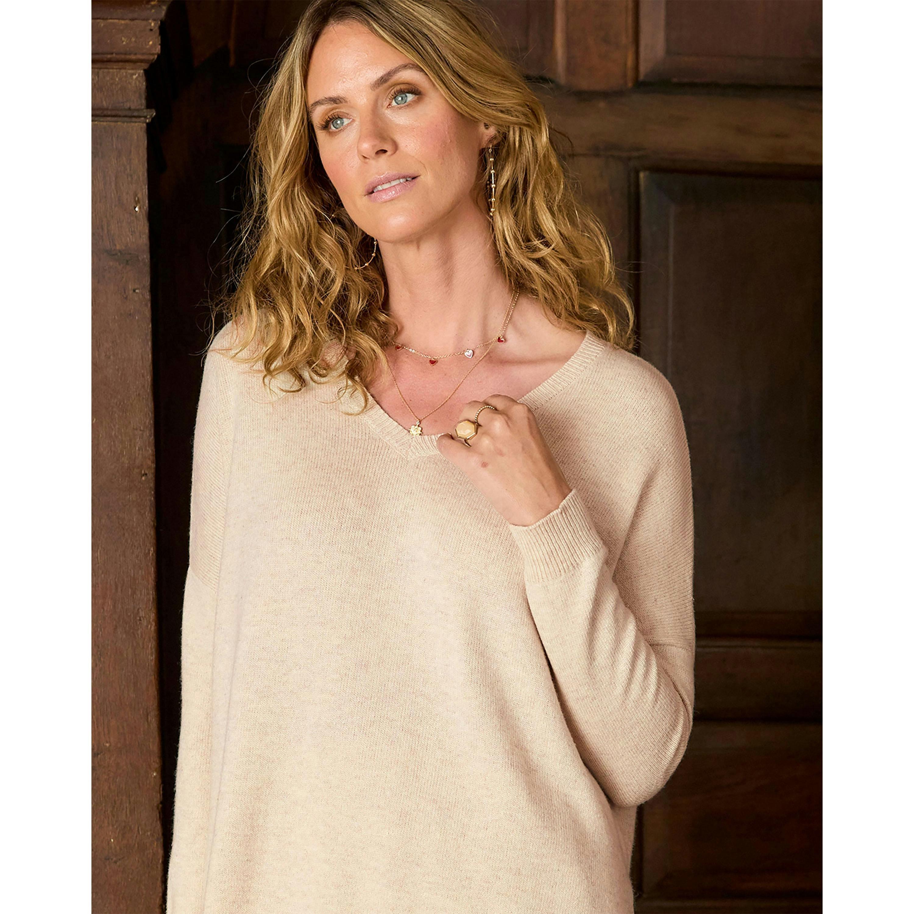 Cotton Traders Essential Fine Knit V-Neck Jumper , view 3 of 4