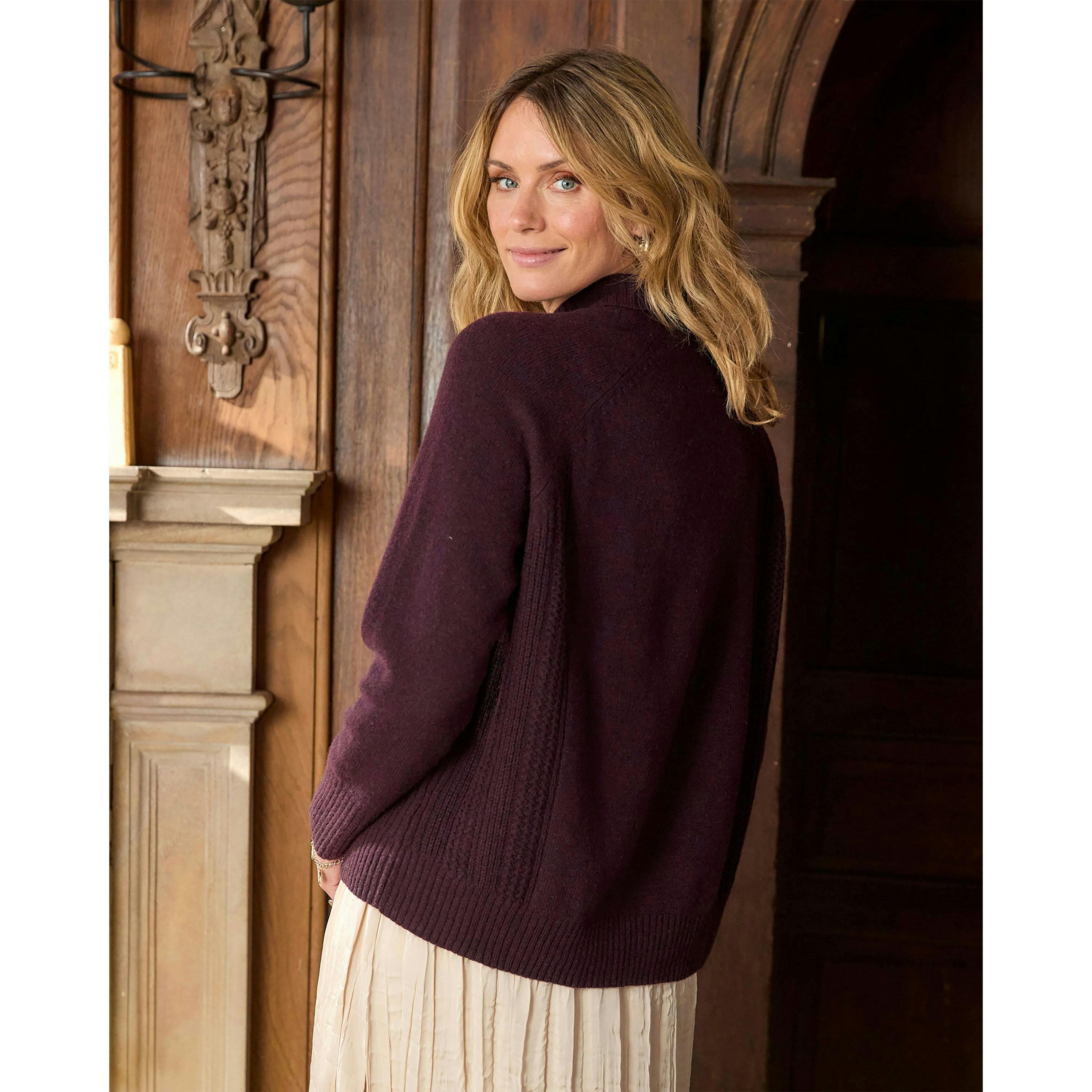 Cotton Traders Essential Cable Detail Roll Neck Jumper , view 2 of 4