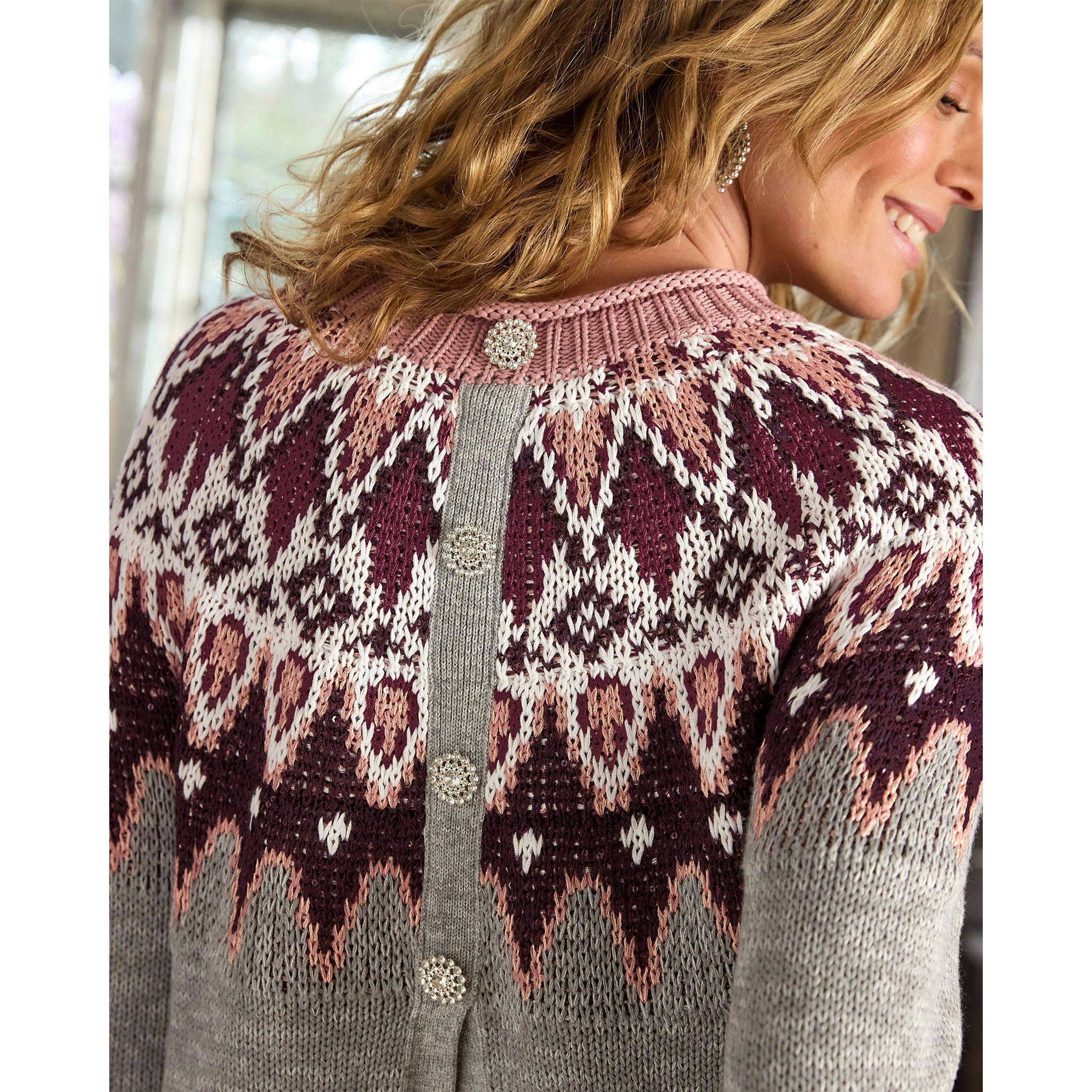 Cotton Traders Fair Isle Embellished Button Jumper , view 3 of 4