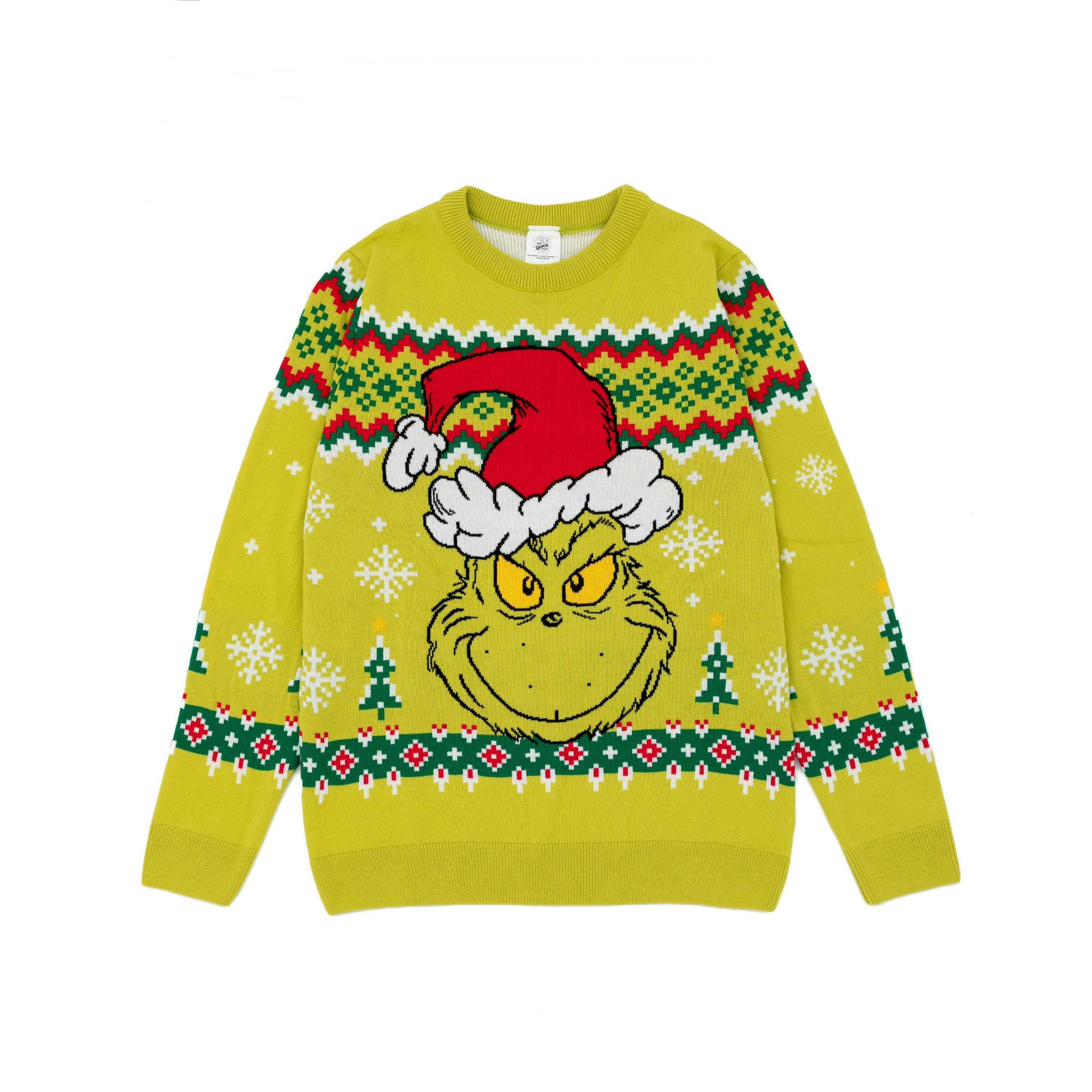 The Grinch Unisex Green The Grinch In Santa Hat Christmas Jumper by Vanilla Underground , view 1 of 1