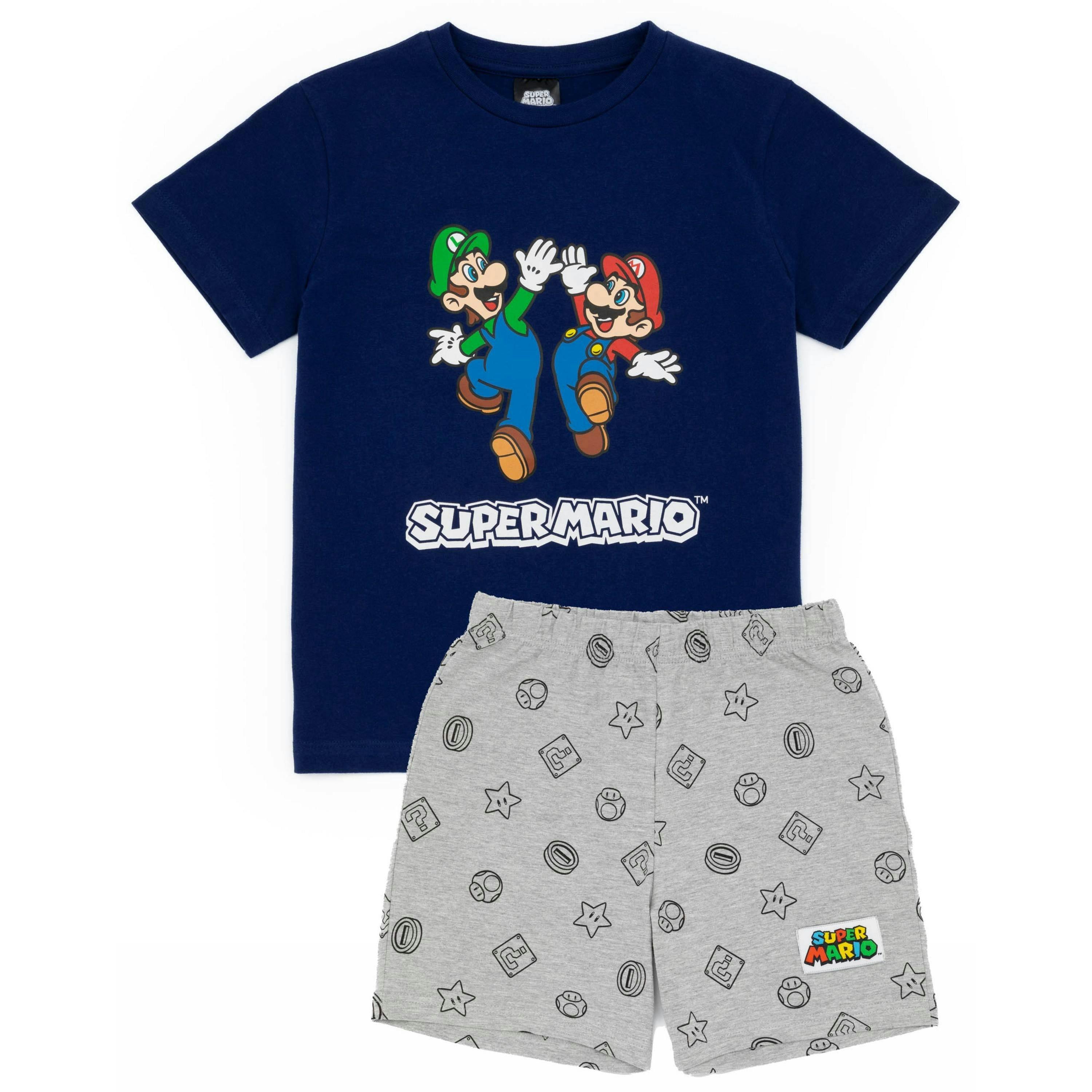 Nintendo Boys Blue Super Mario Short Sleeve Short Leg Pyjama Set by Vanilla Underground , view 1 of 1