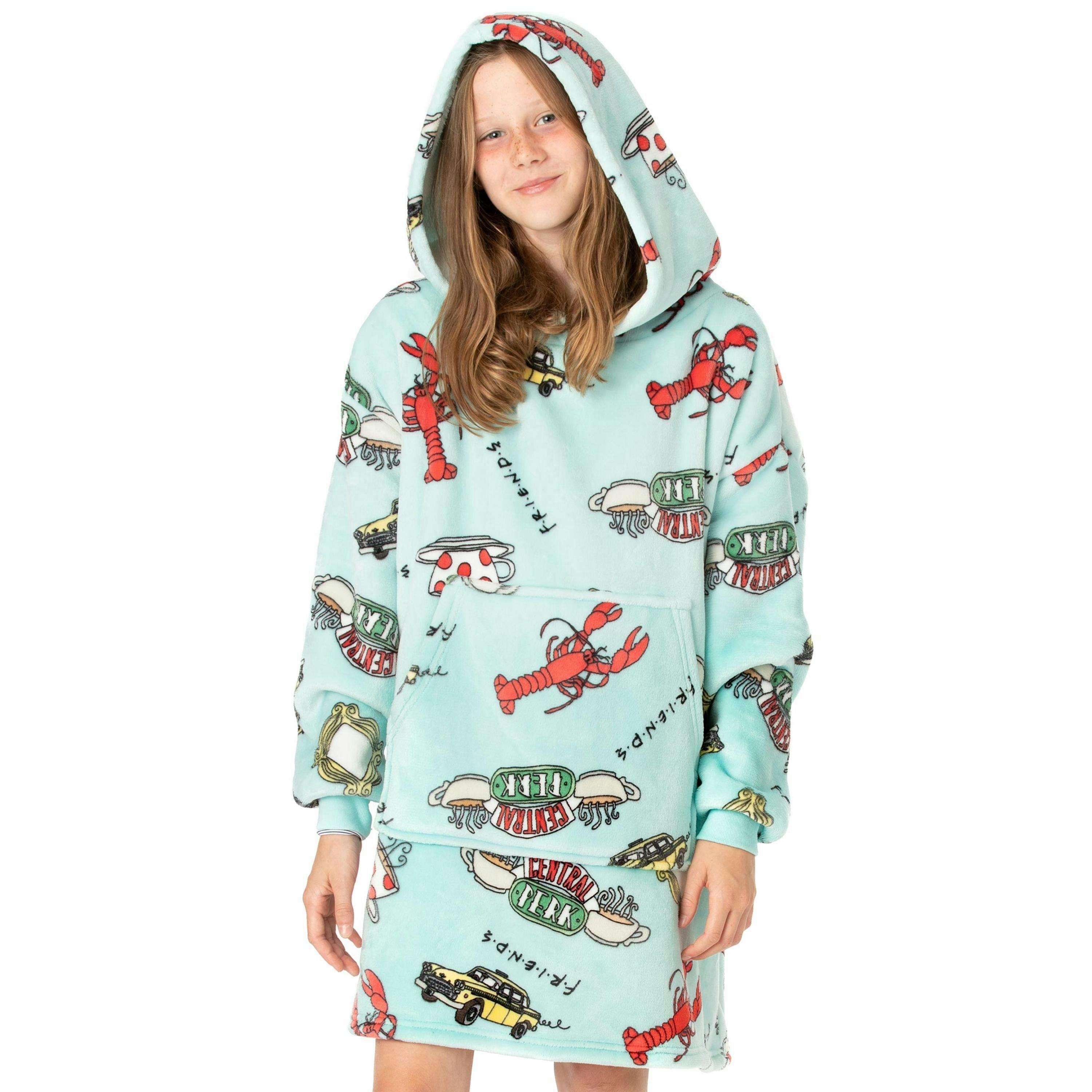 Friends Girls Blue Icons Blanket Hoodie by Vanilla Underground , view 1 of 1