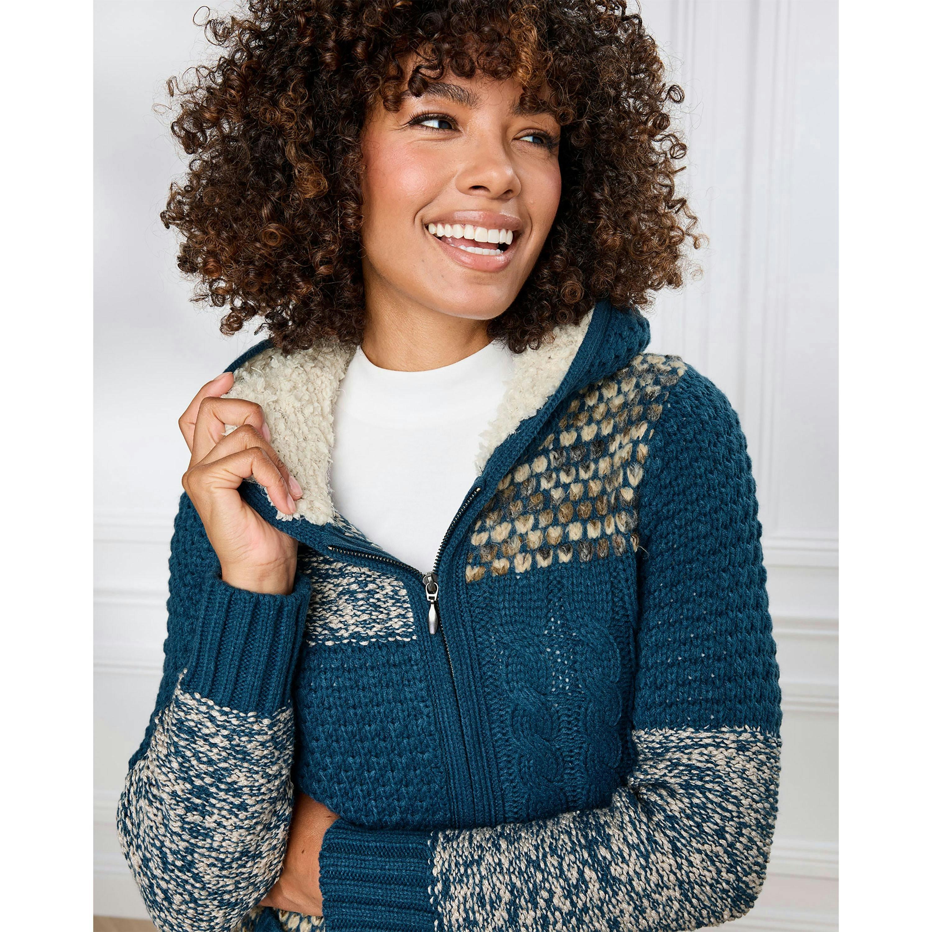 Cotton Traders Hooded Knitted Zip Cardigan , view 3 of 3