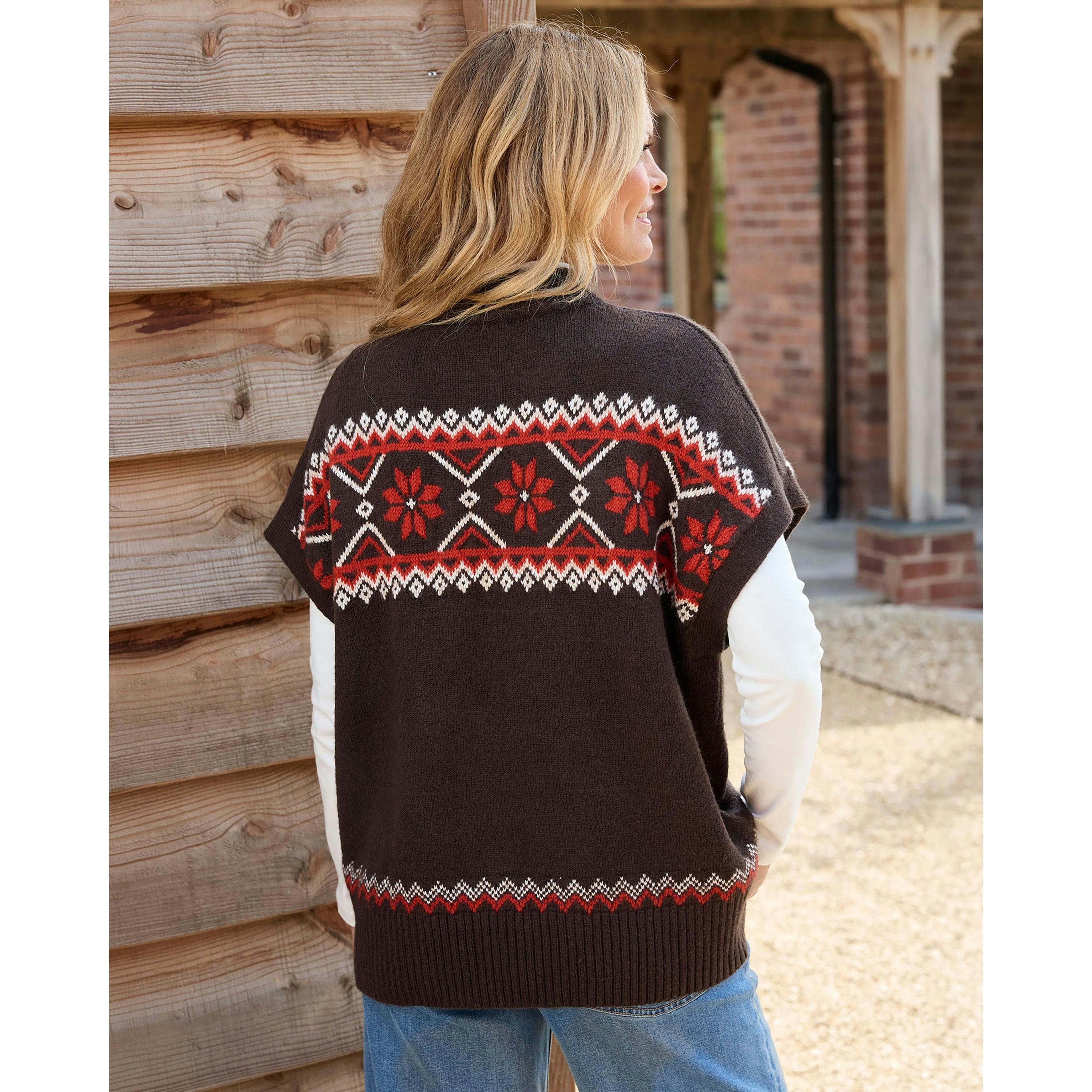 Cotton Traders Fair Isle Sleeveless Jumper , view 2 of 3