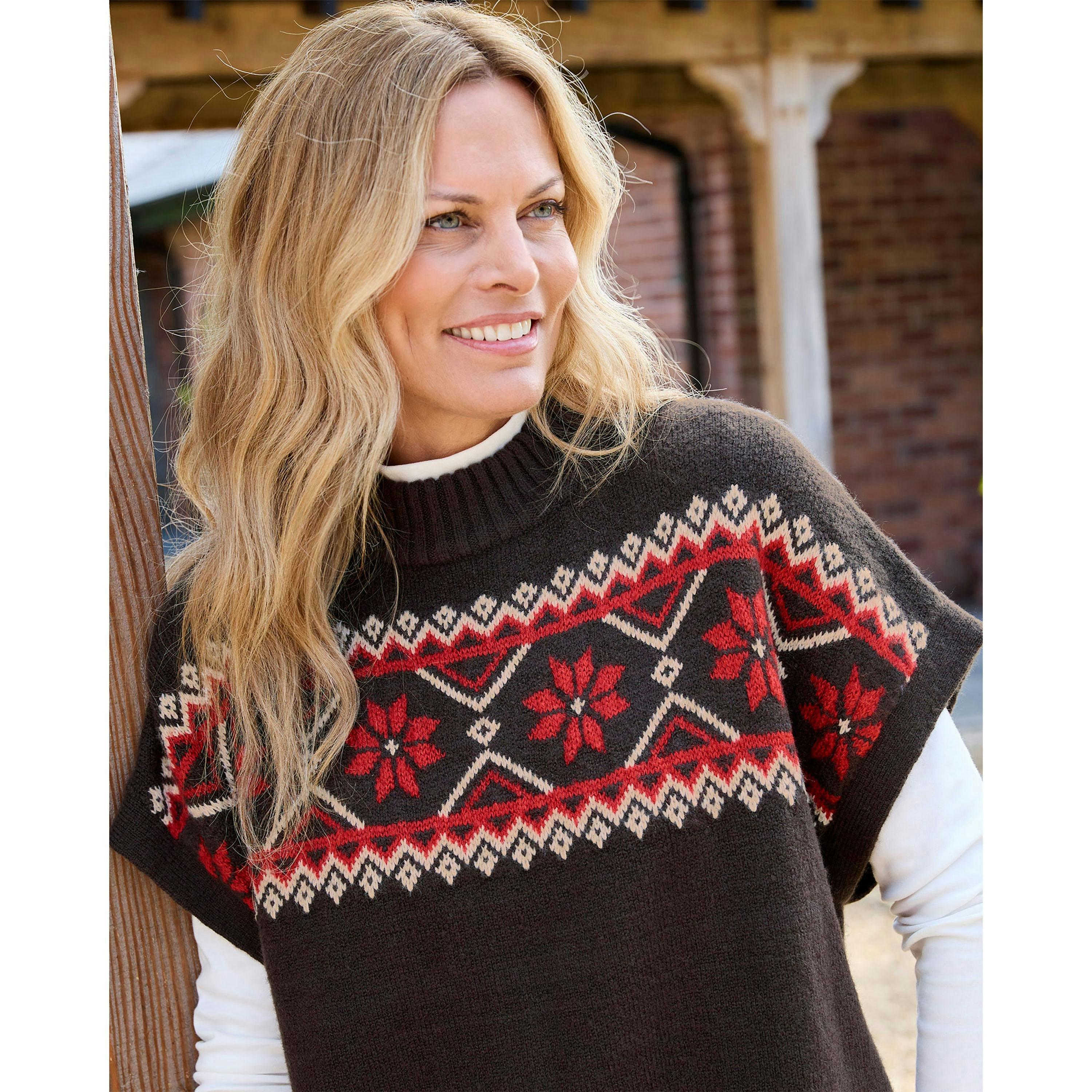Cotton Traders Fair Isle Sleeveless Jumper , view 3 of 3