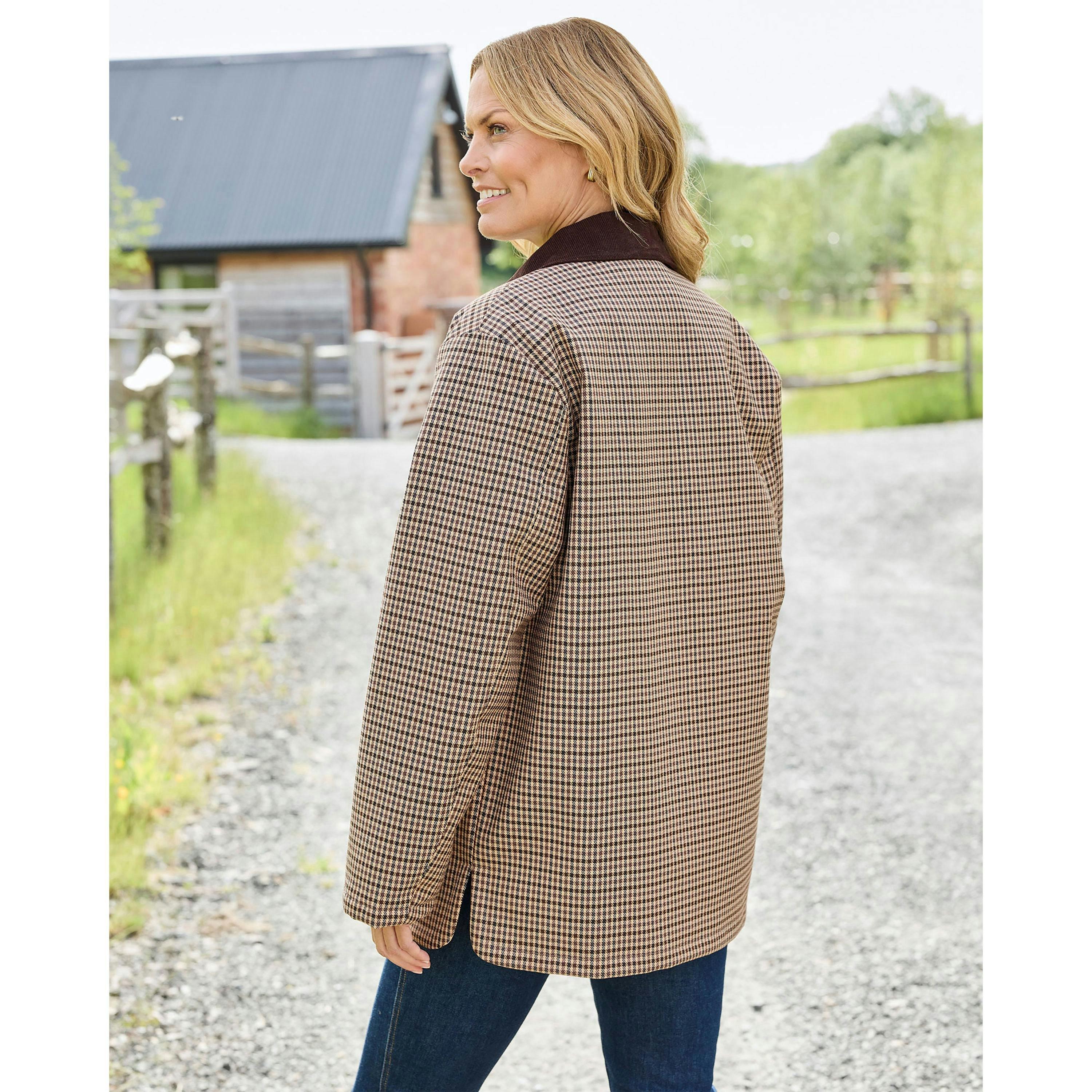 Cotton Traders Cord Trim Check Coat , view 2 of 3