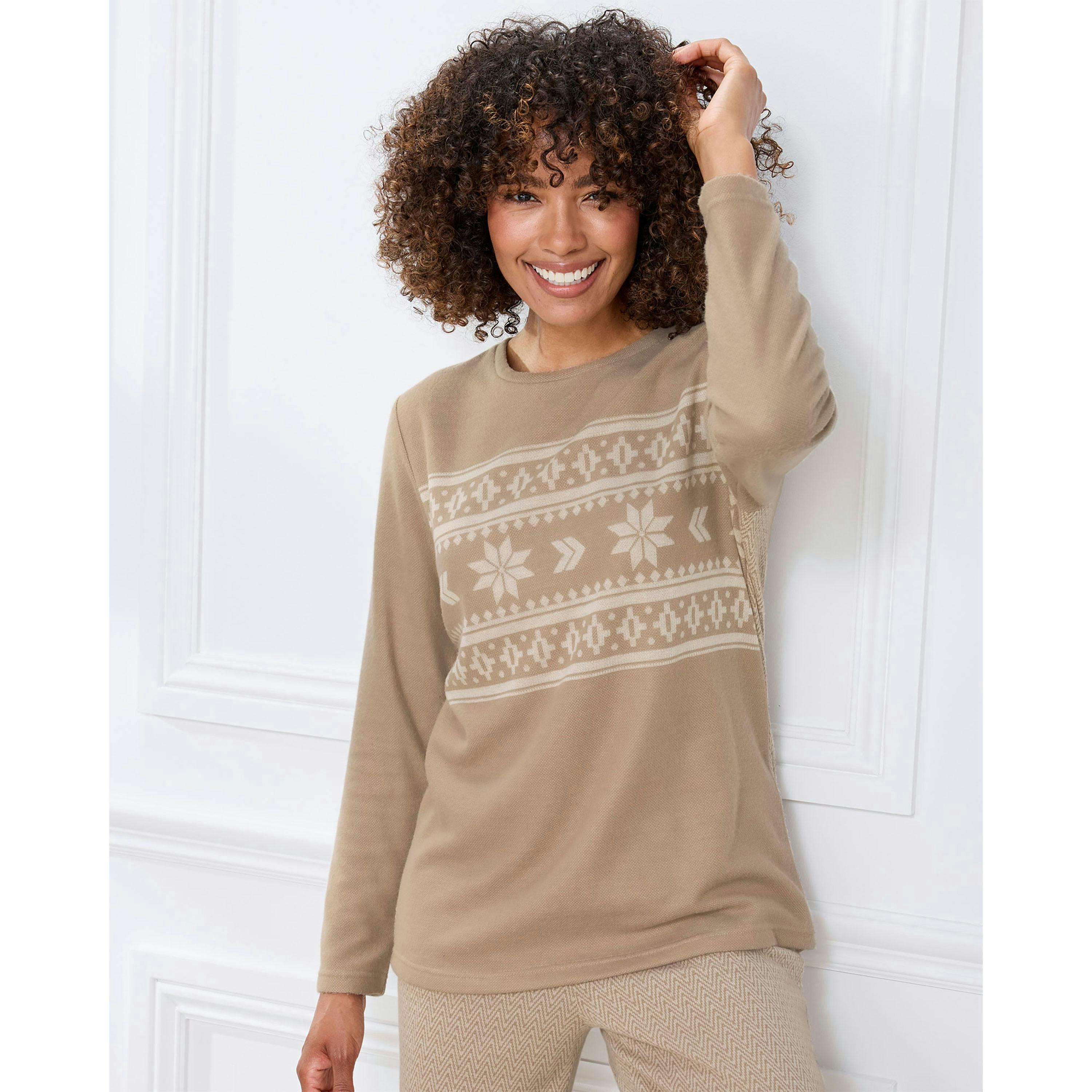 Cotton Traders Supersoft Crew Neck Fair Isle PJ Set , view 2 of 3