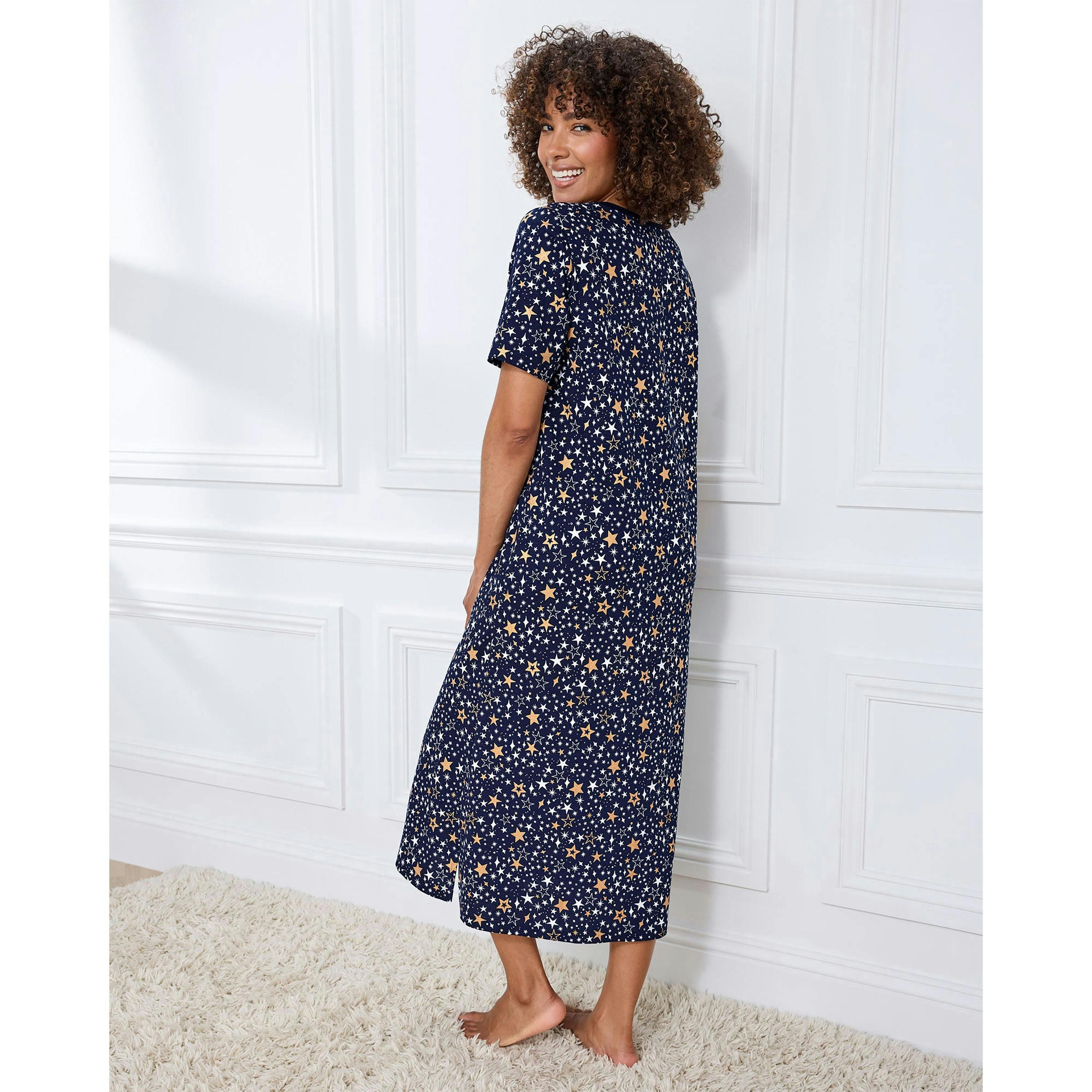 Cotton Traders Cotton Short Sleeve V Neck Nightdress , view 2 of 3
