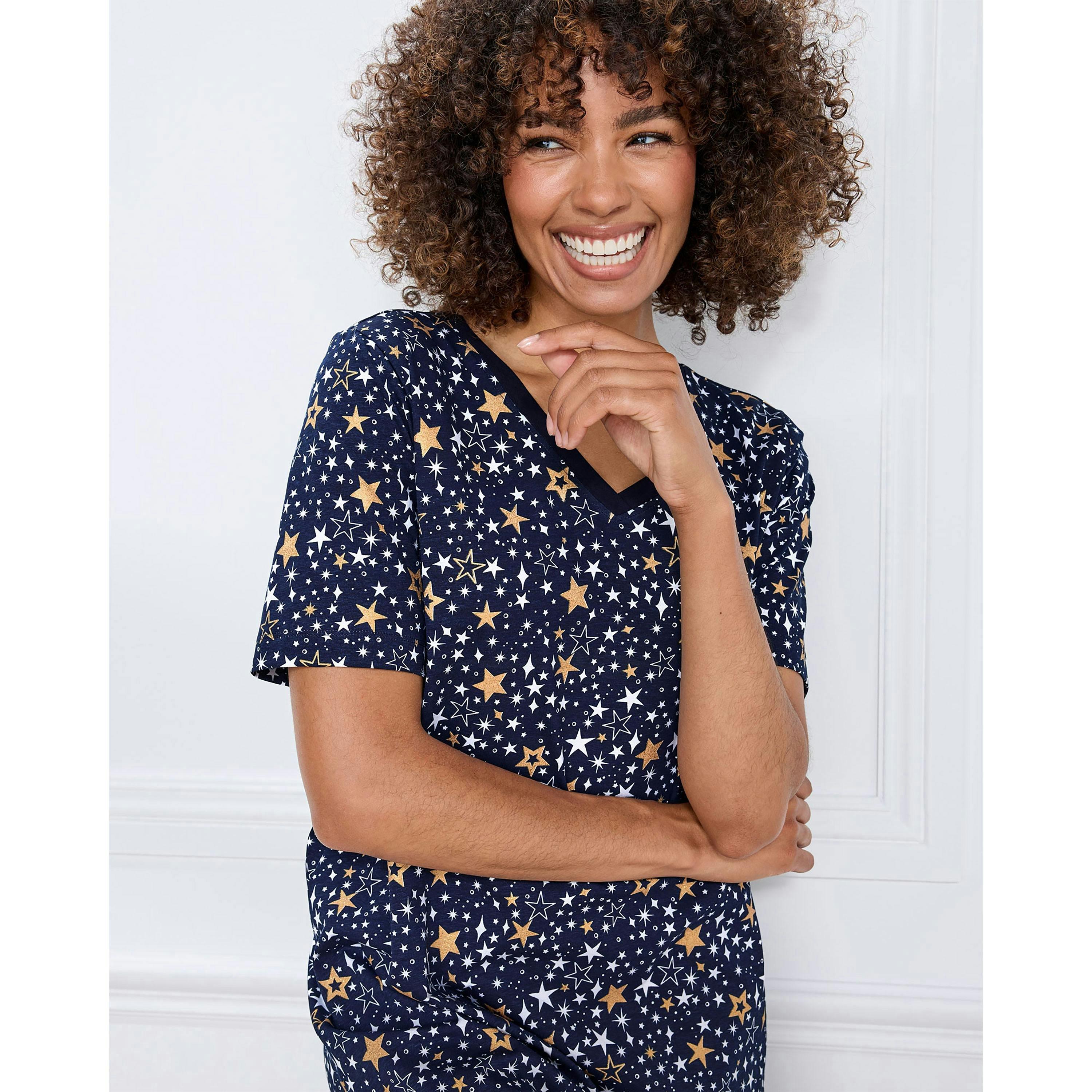 Cotton Traders Cotton Short Sleeve V Neck Nightdress , view 3 of 3