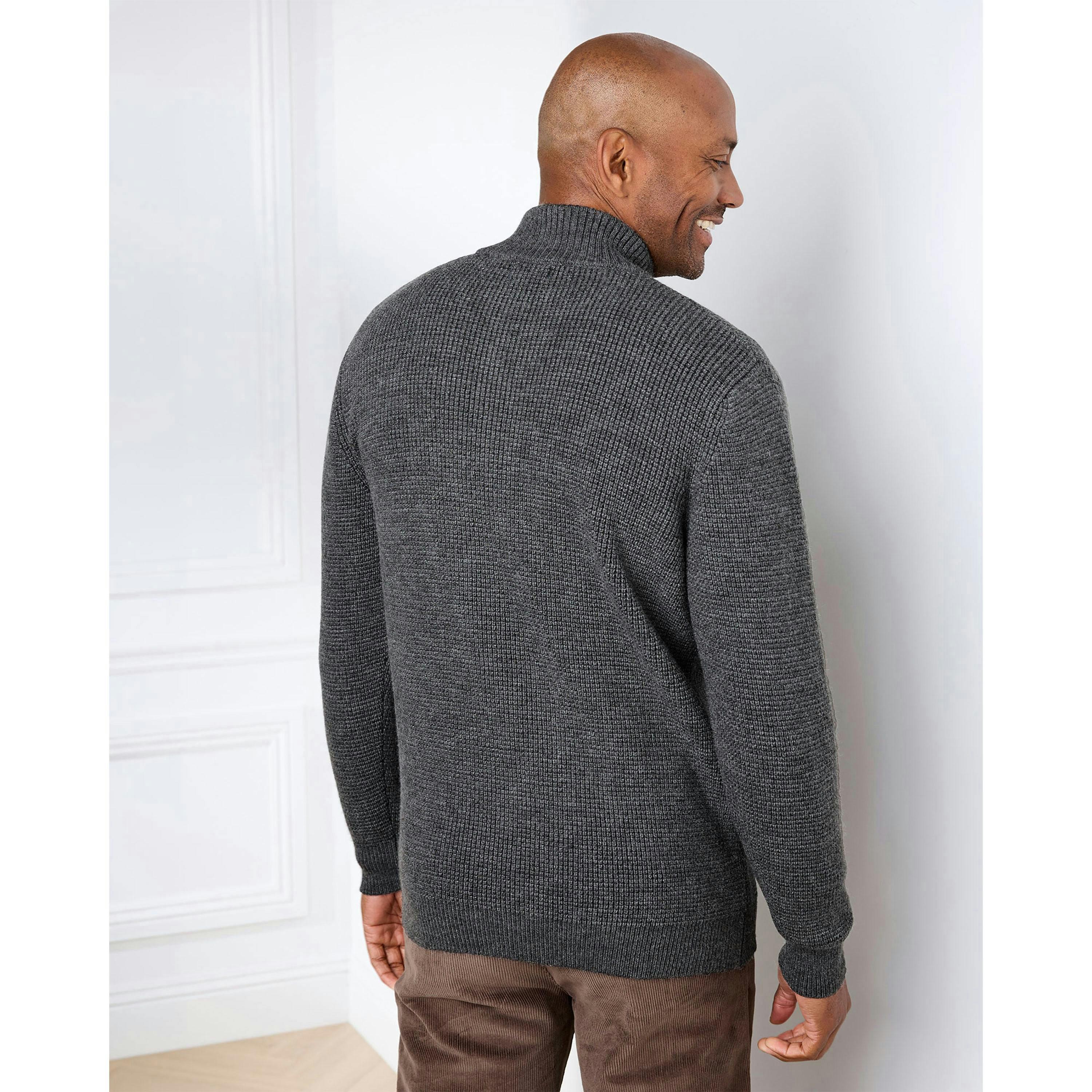 Cotton Traders Textured Zip Neck Jumper , view 2 of 3