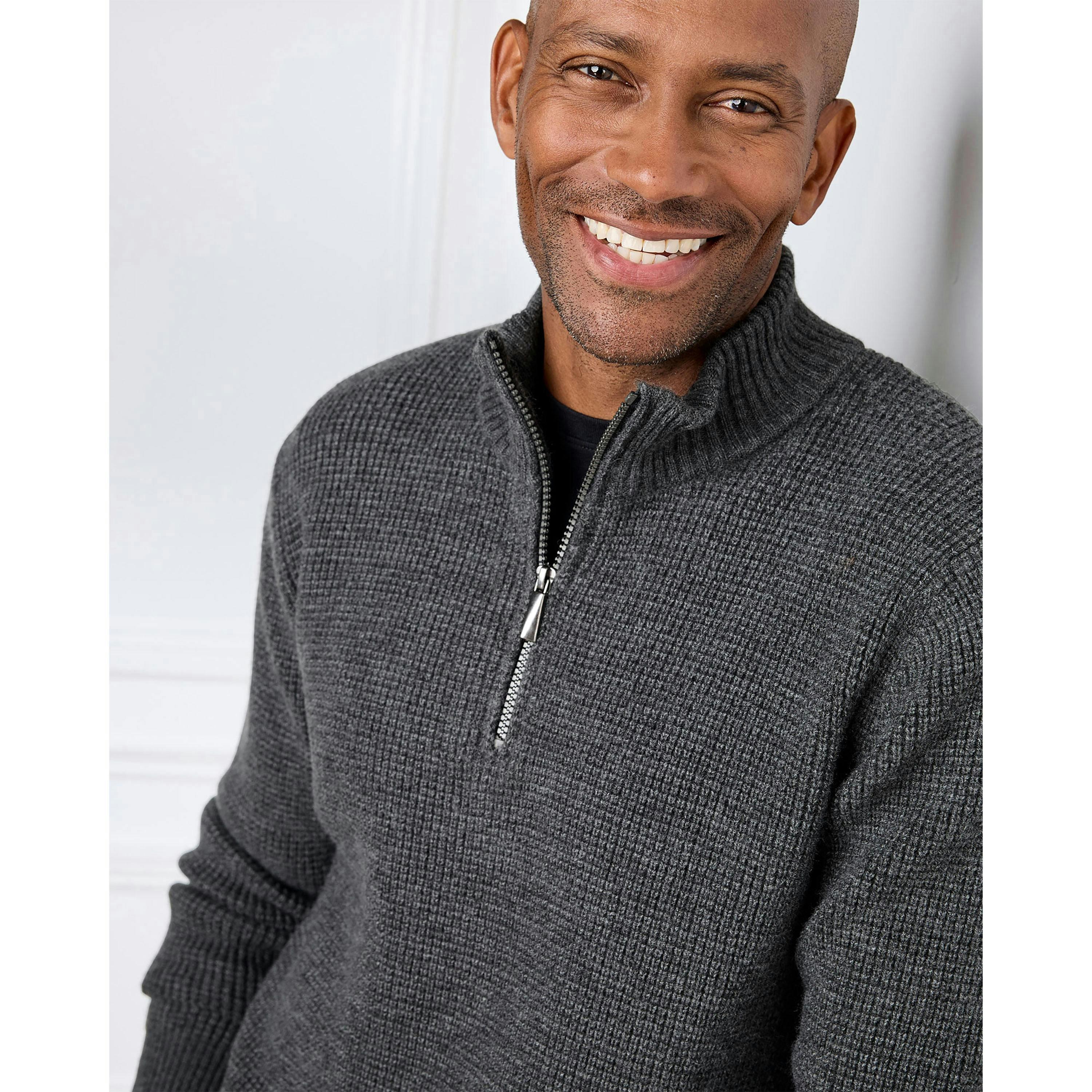 Cotton Traders Textured Zip Neck Jumper , view 3 of 3