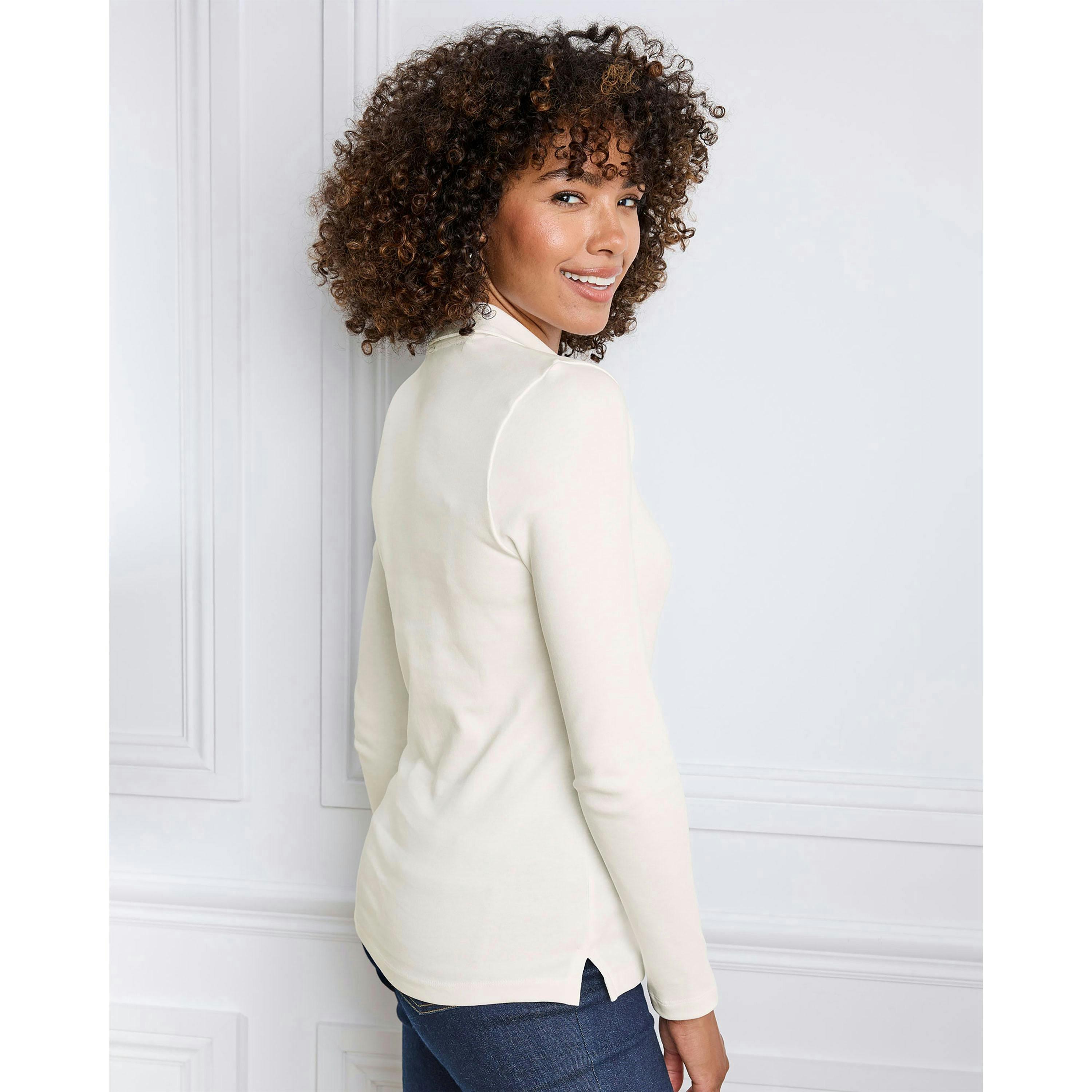 Cotton Traders Cosy Up Long Sleeve Polo Shirt , view 2 of 3