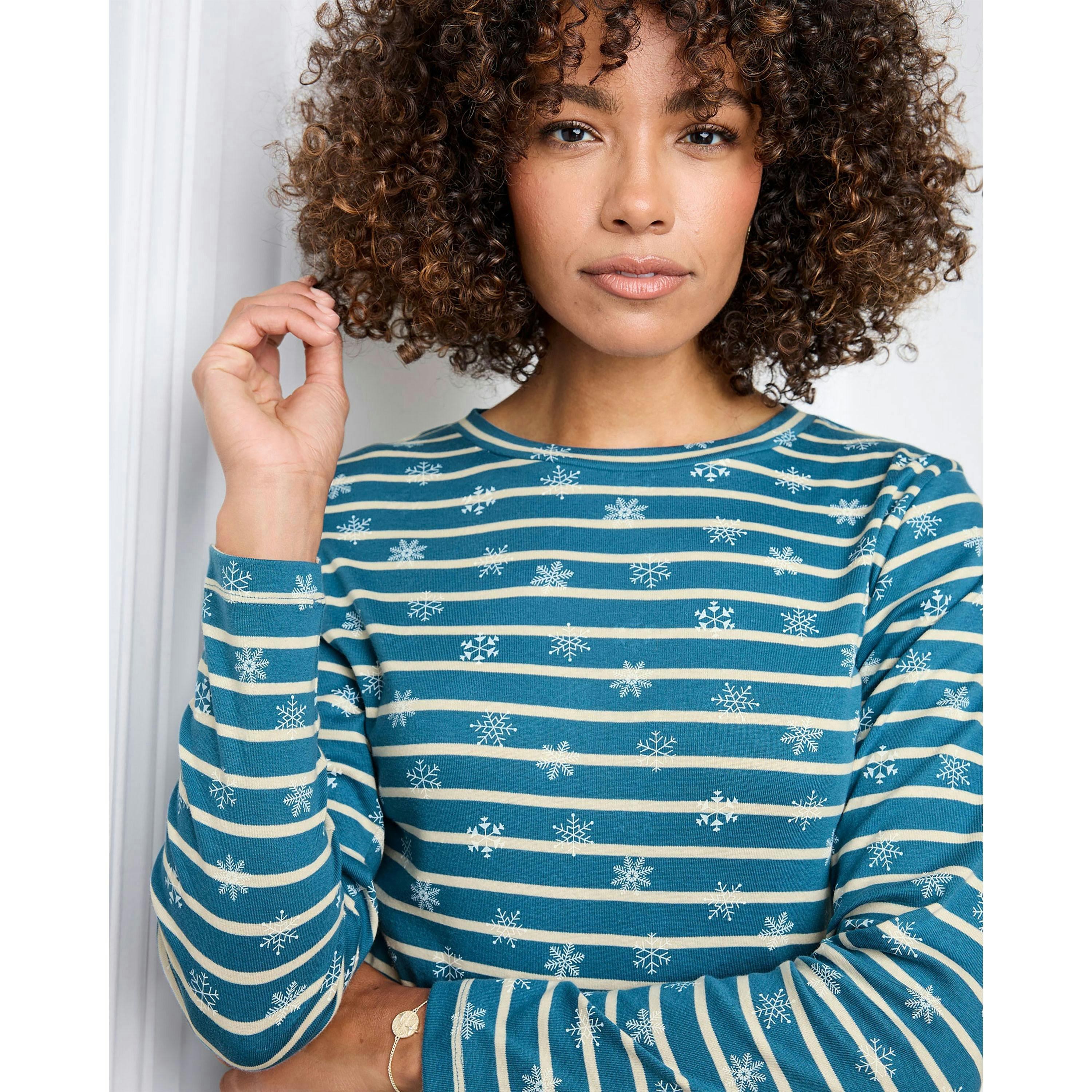 Cotton Traders Wrinkle Free Long Sleeve Snowflake Print Top , view 3 of 3