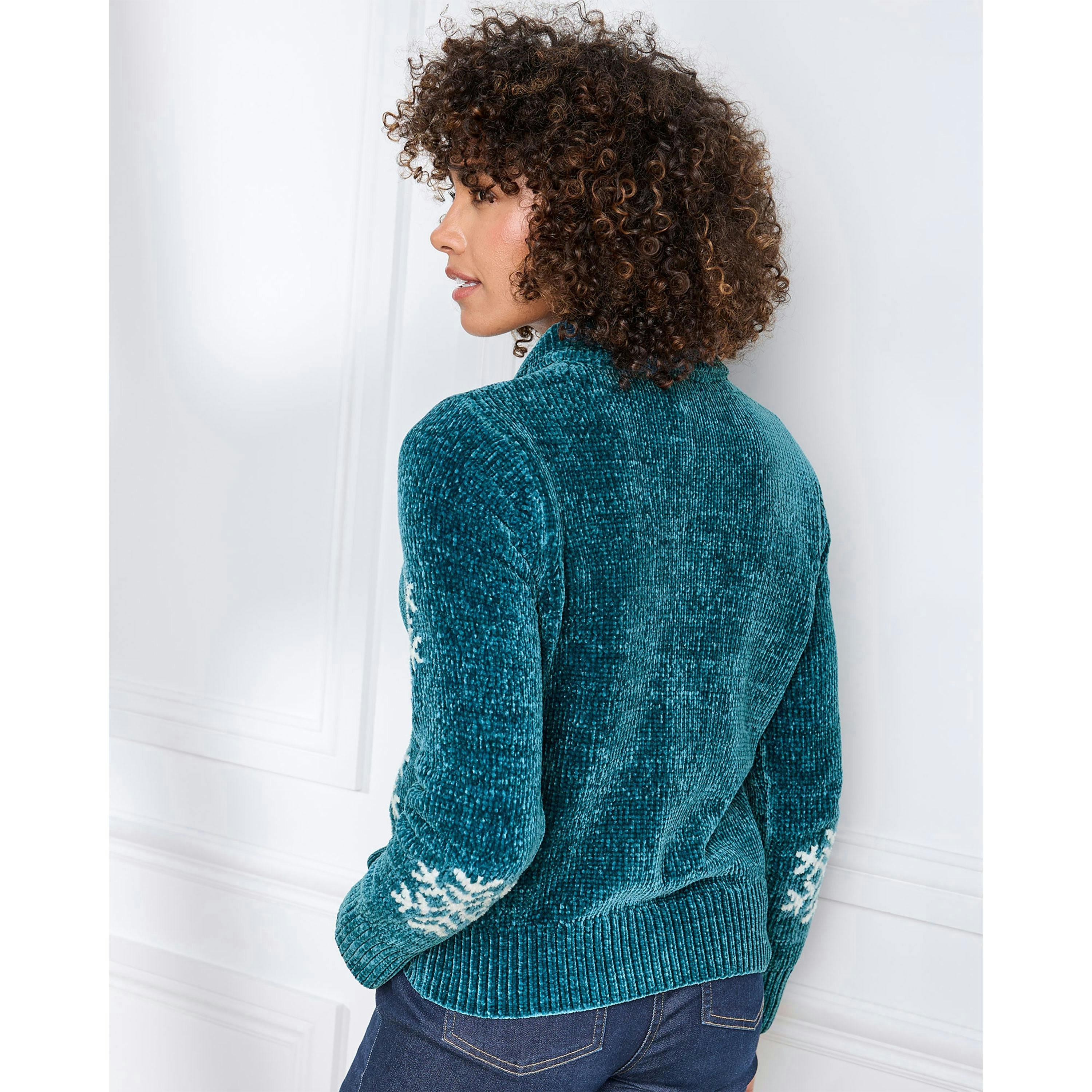 Cotton Traders Chenille Snowflake Cardigan , view 2 of 3