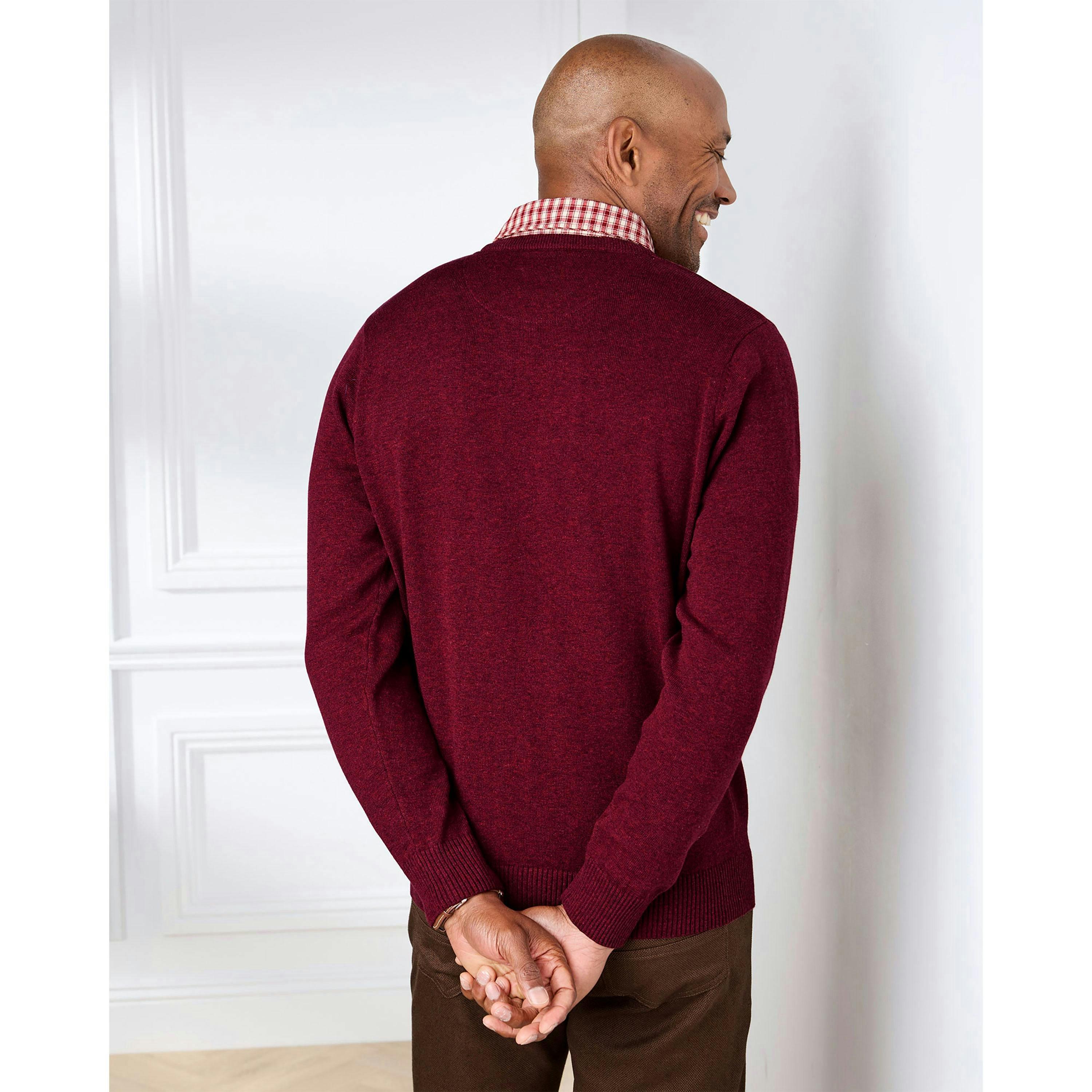 Cotton Traders Luxury Cotton V-Neck Mock Shirt Jumper , view 2 of 3