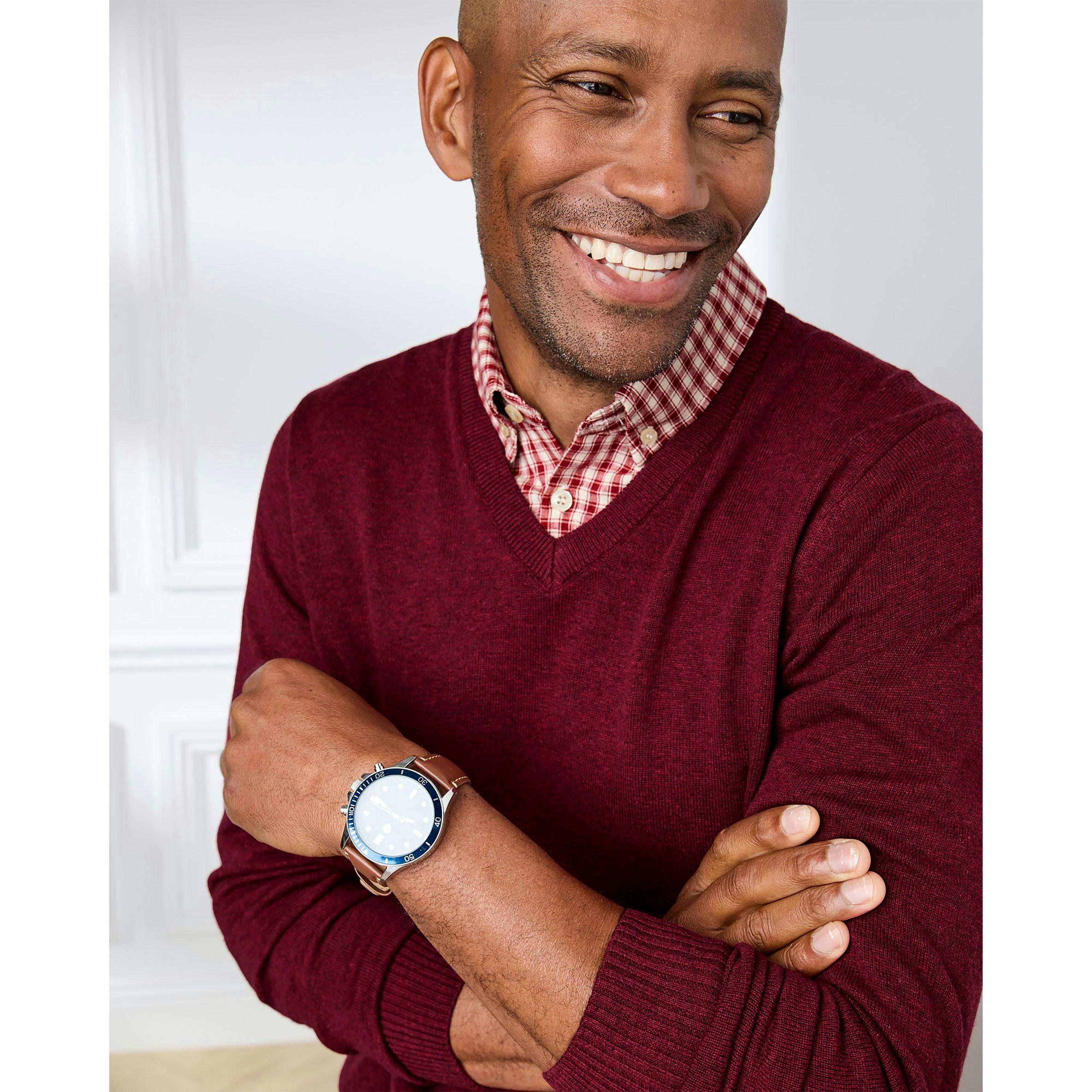 Cotton Traders Luxury Cotton V-Neck Mock Shirt Jumper , view 3 of 3