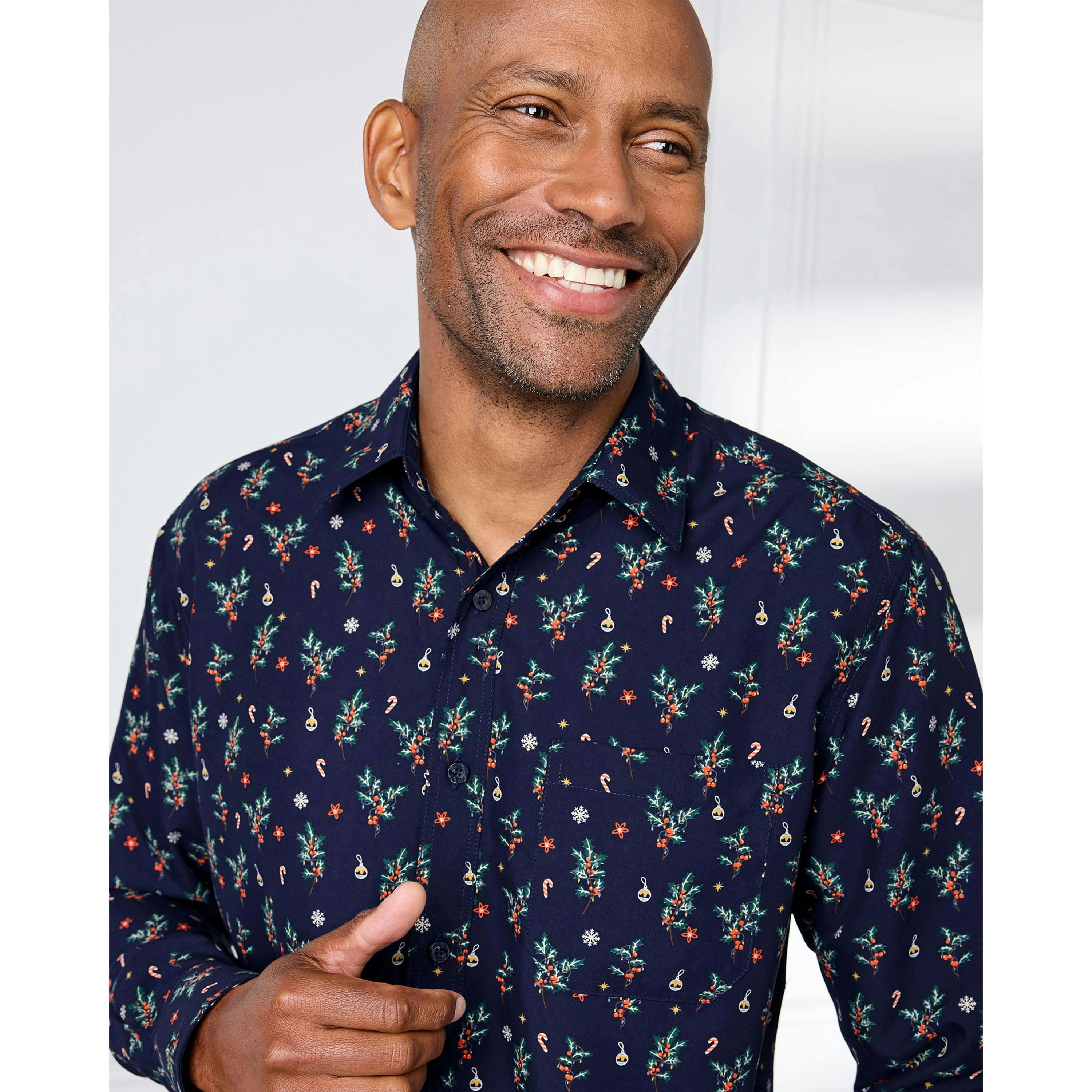 Cotton Traders Long Sleeve Soft Touch Christmas Print Shirt , view 3 of 3