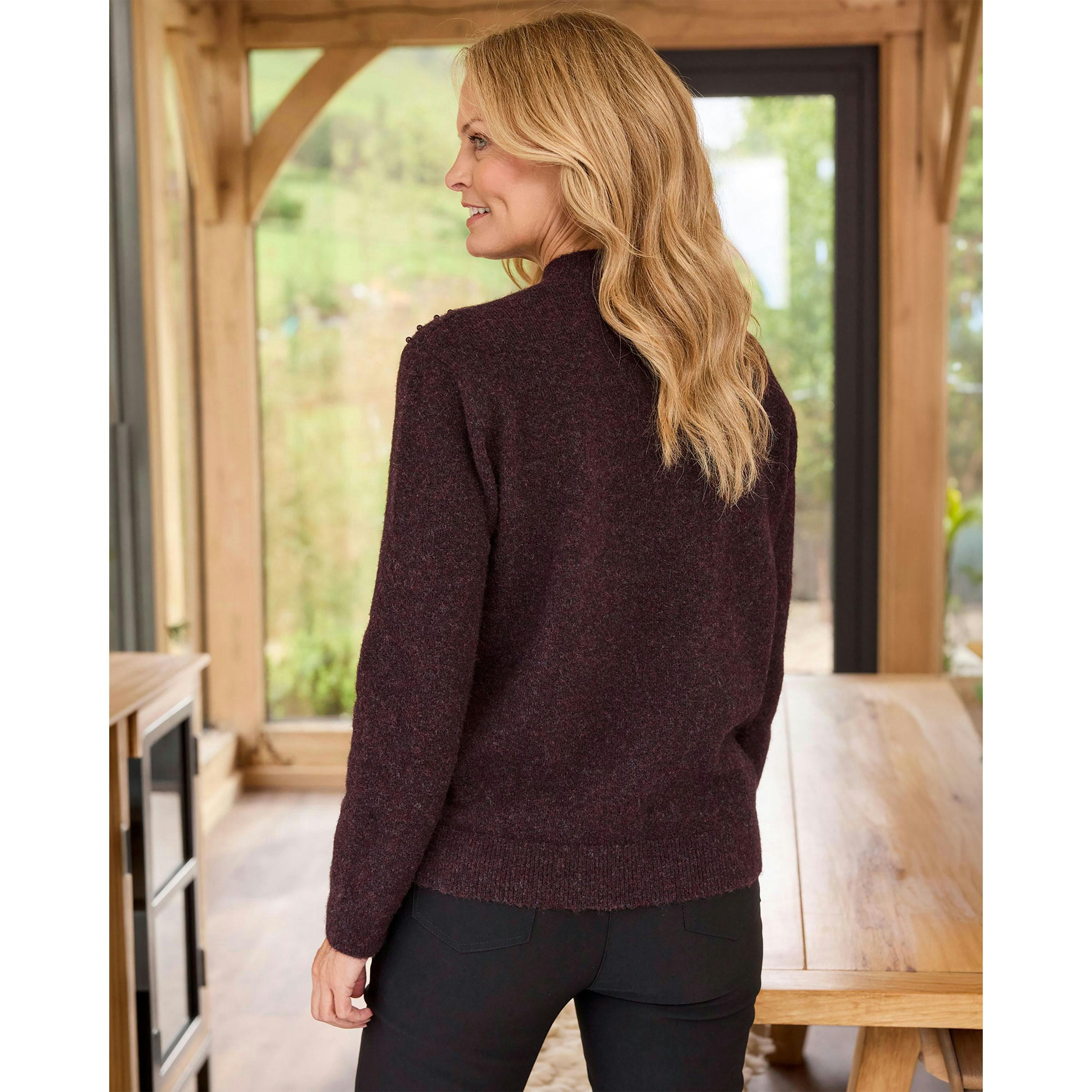 Cotton Traders Mock Pearl Neck Jumper , view 2 of 3